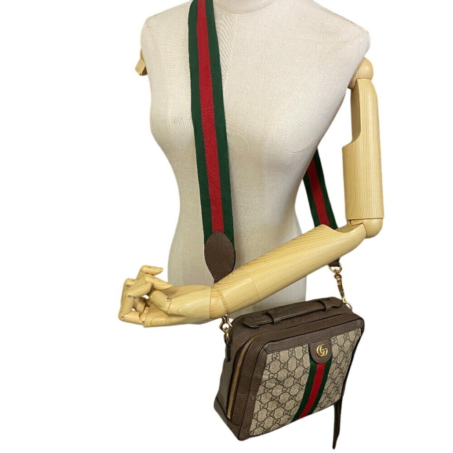 Gucci Ophidia, Brown, Canvas, shoulder
