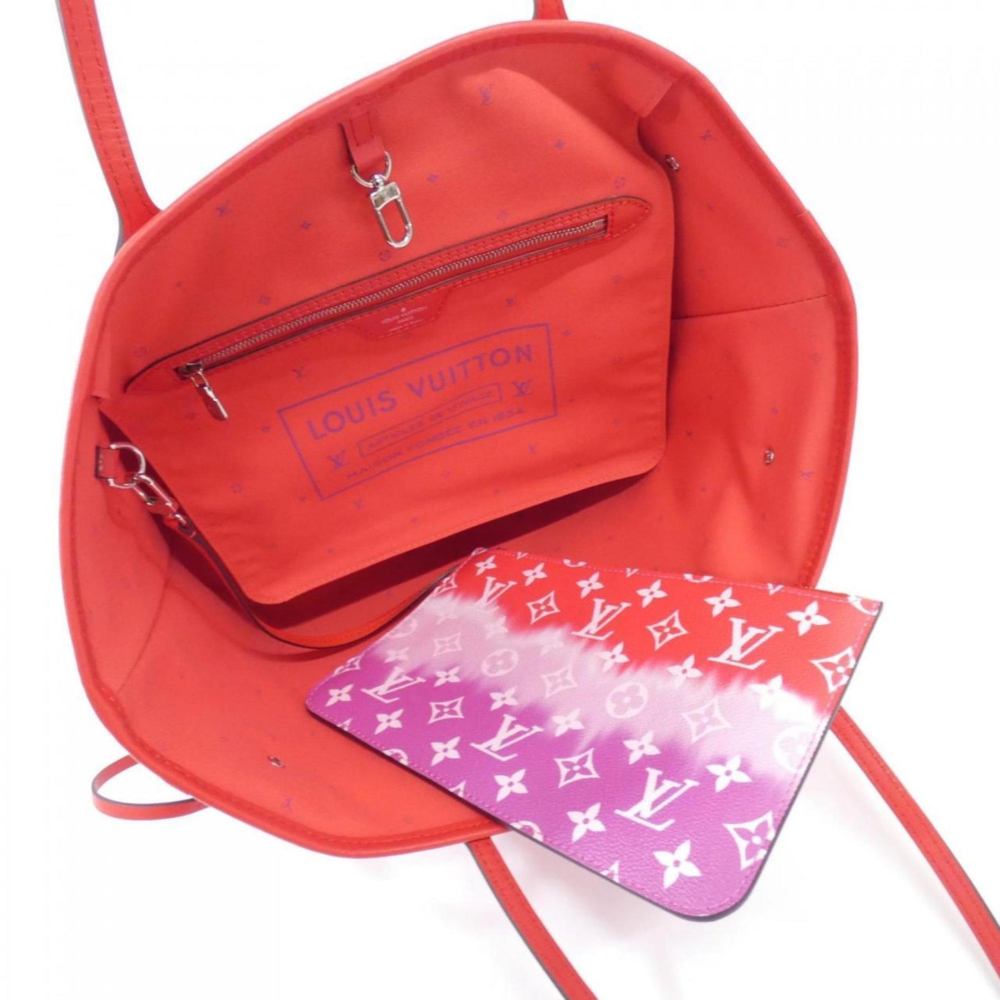 Louis Vuitton Neverfull MM, Red, Canvas, tote