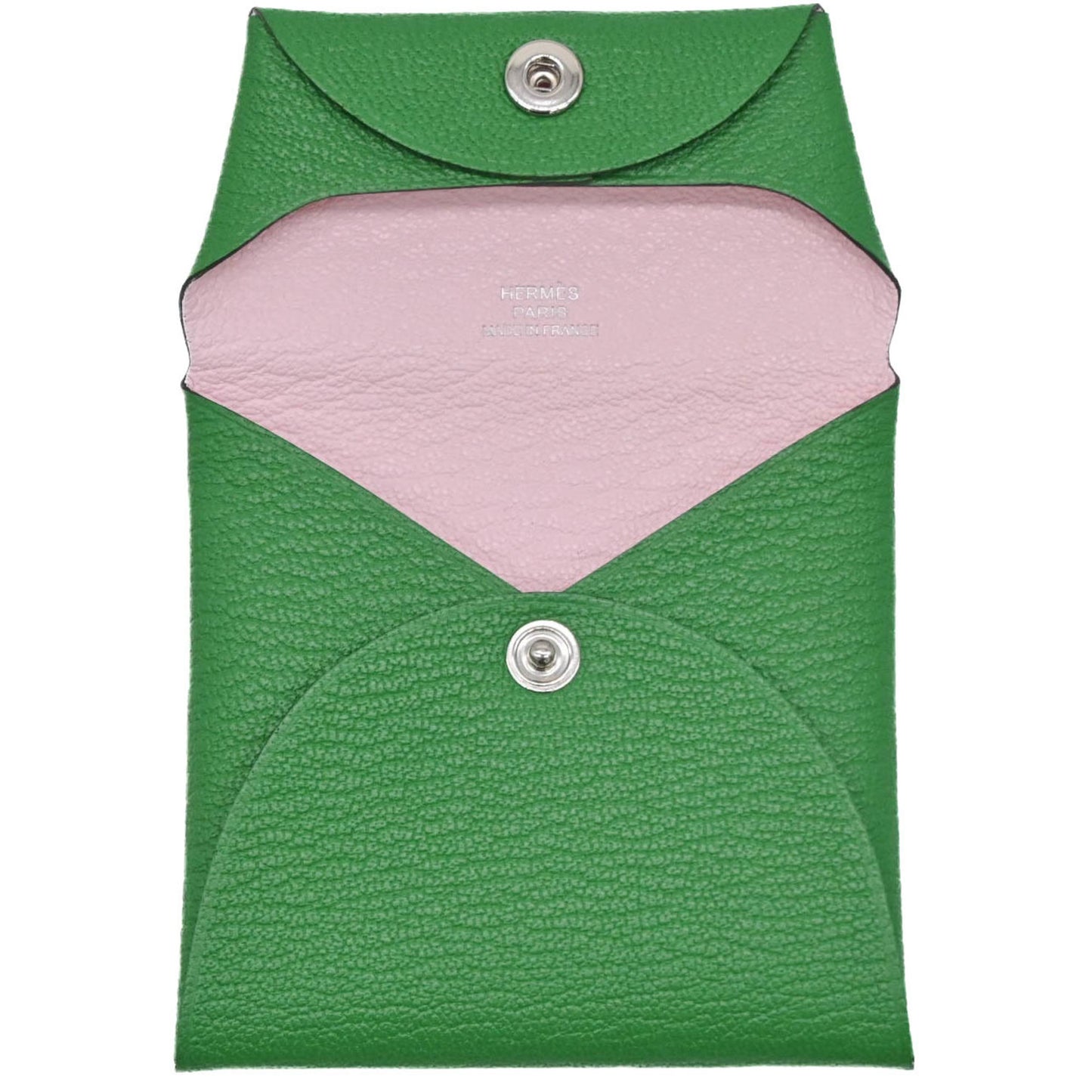 Hermès Calvi, Green, Leather, wallet