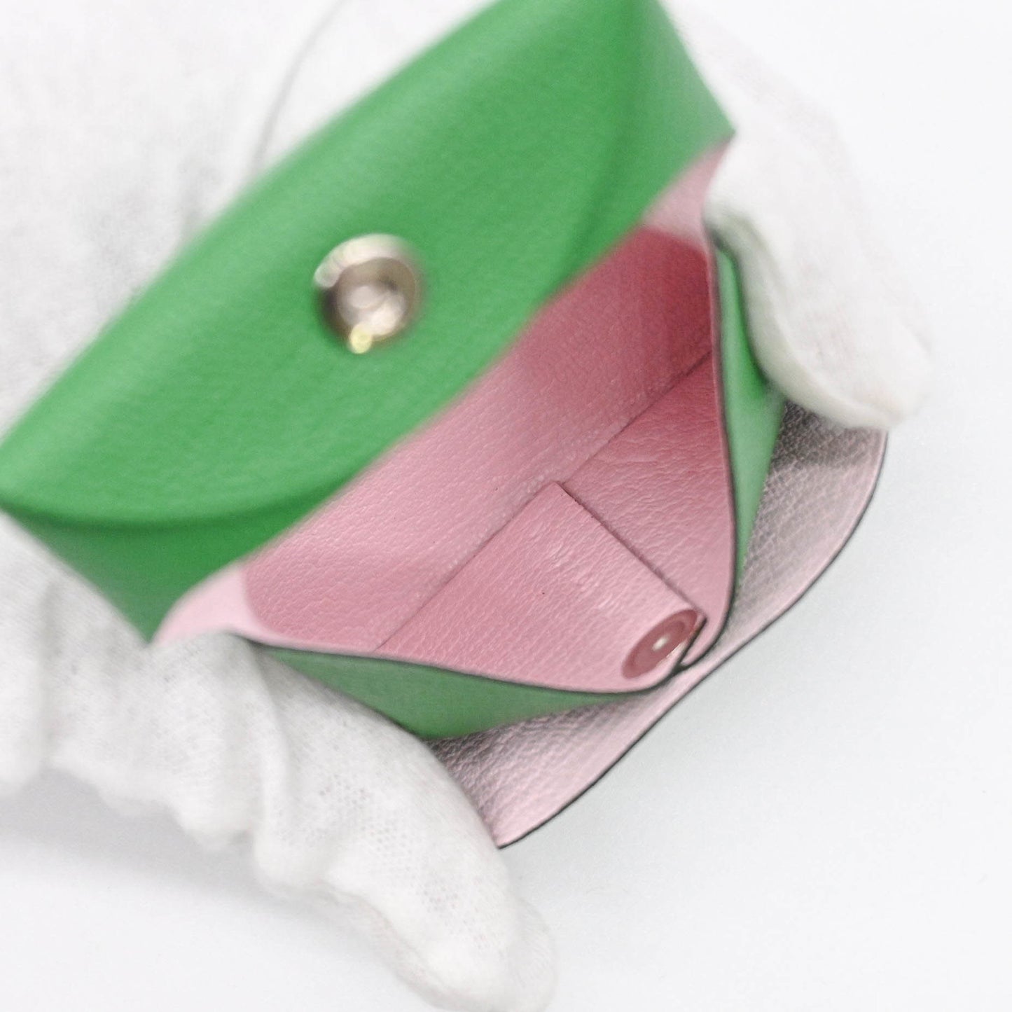 Hermès Calvi, Green, Leather, wallet
