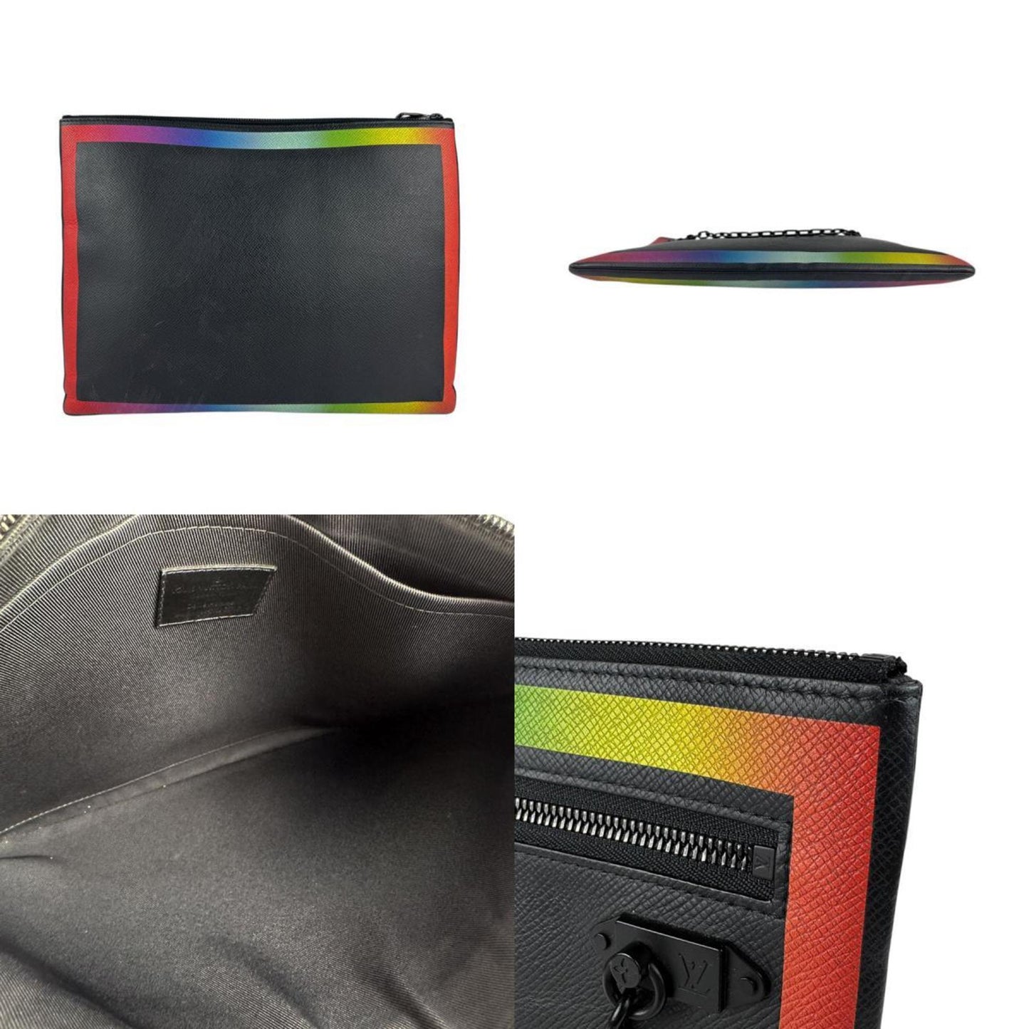 Louis Vuitton Pochette A4, Black, Leather, clutch