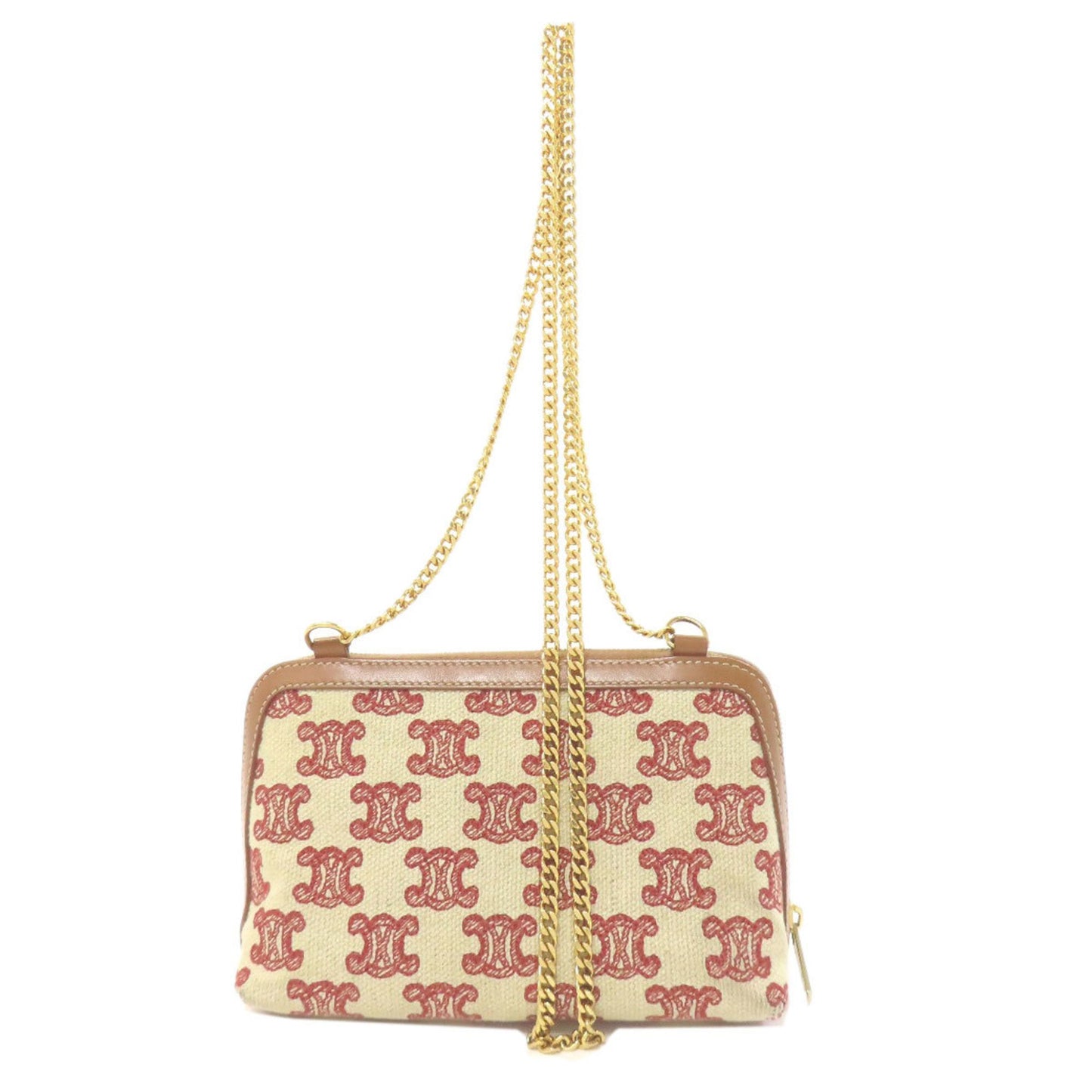 Céline Triomphe, Beige, Canvas, shoulder