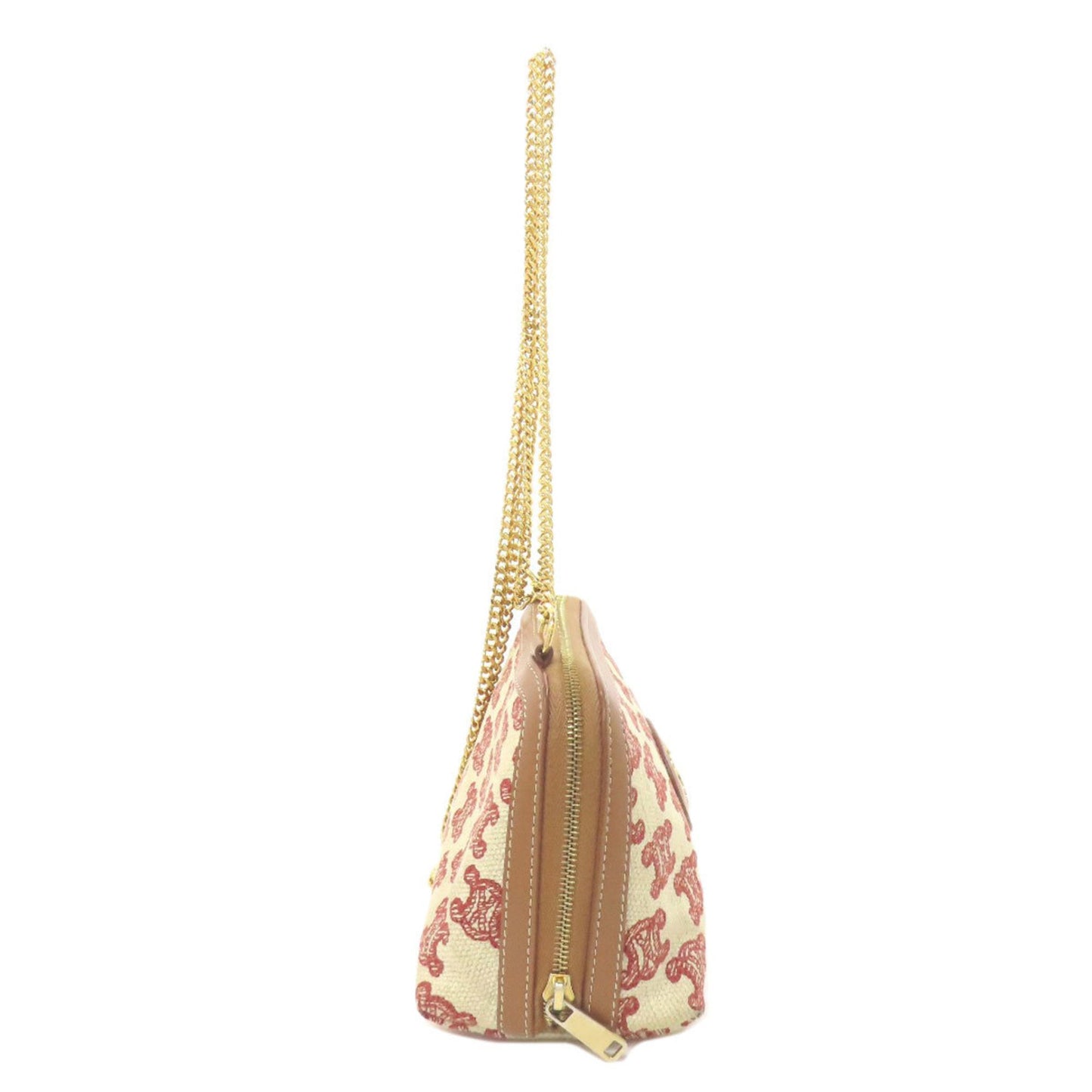Céline Triomphe, Beige, Canvas, shoulder