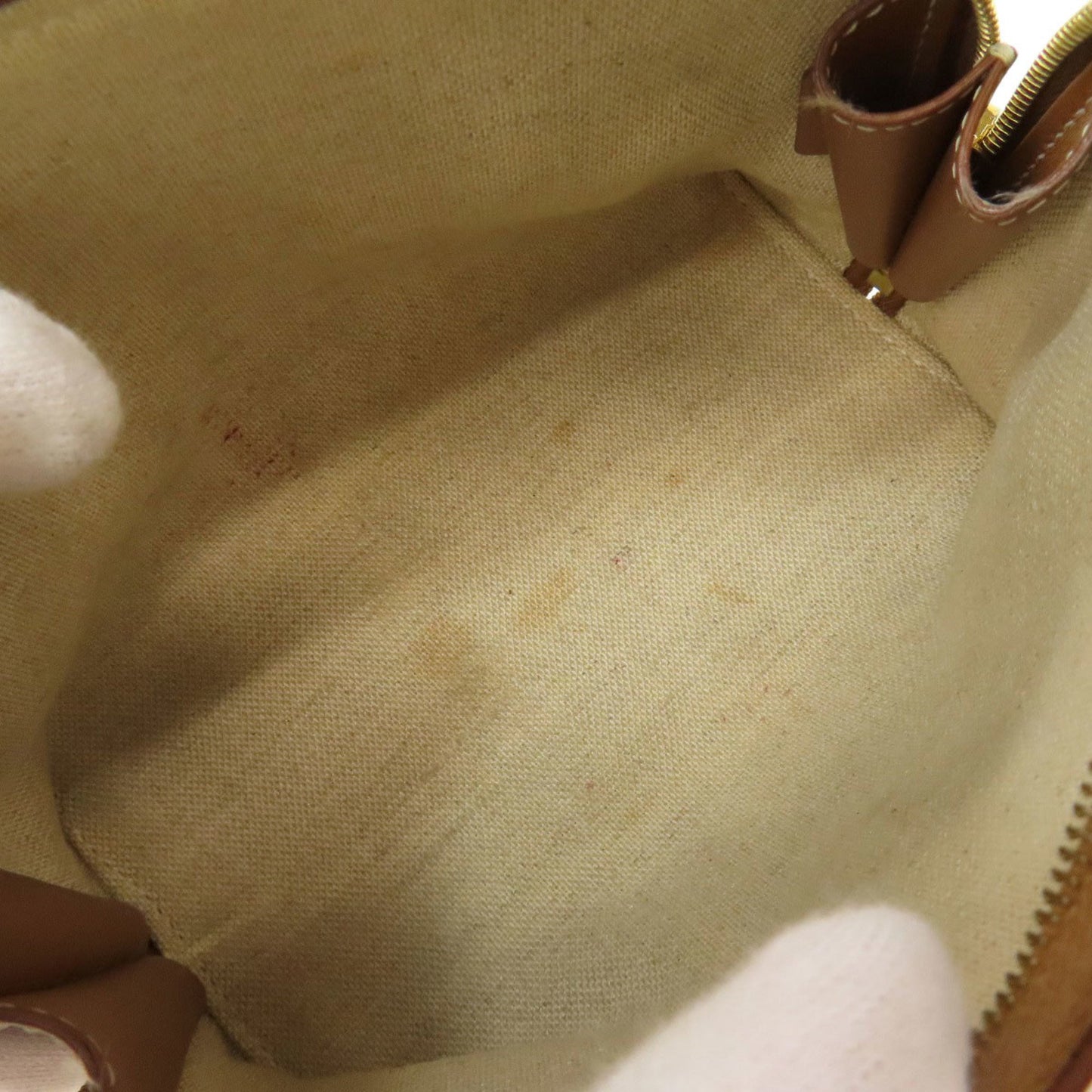 Céline Triomphe, Beige, Canvas, shoulder