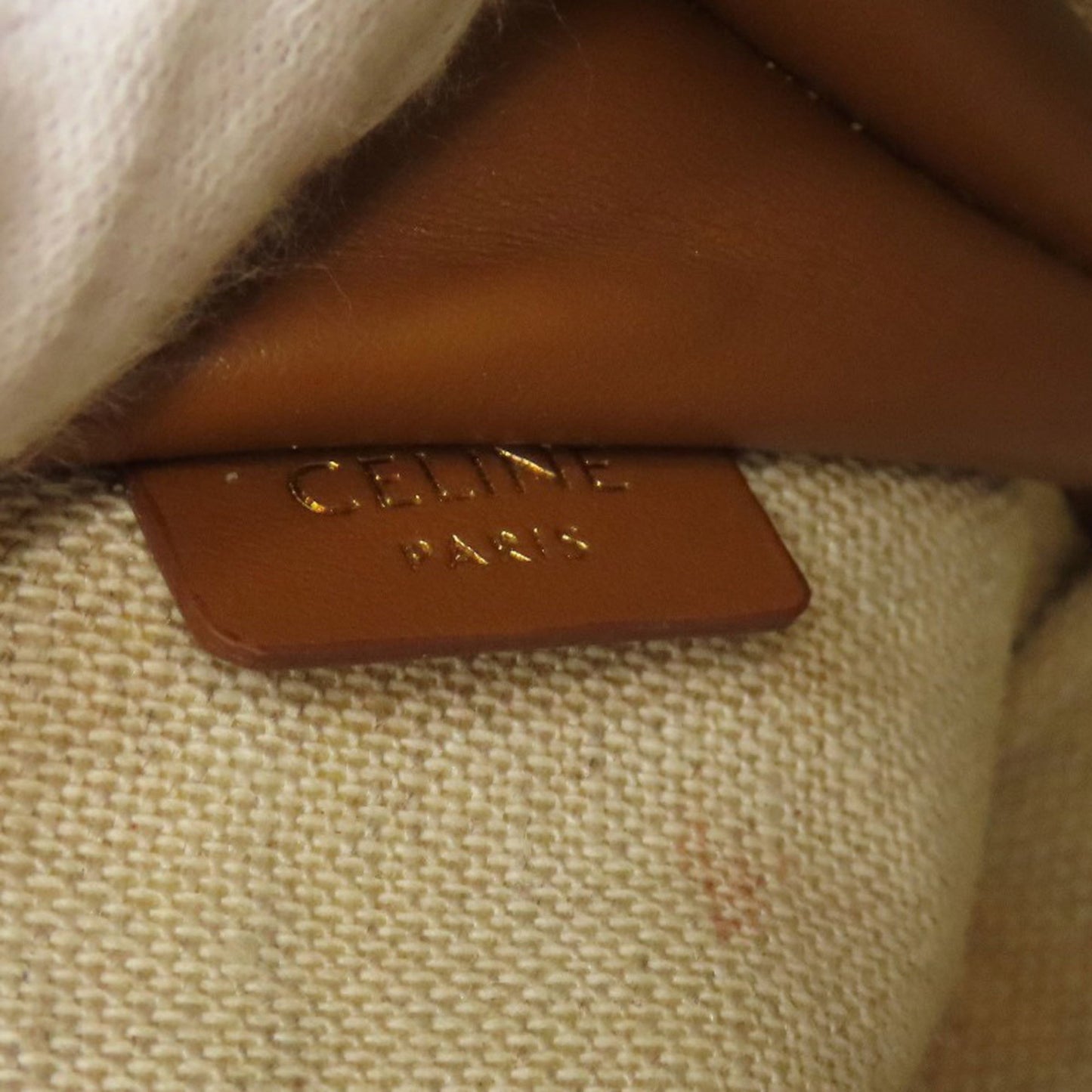 Céline Triomphe, Beige, Canvas, shoulder