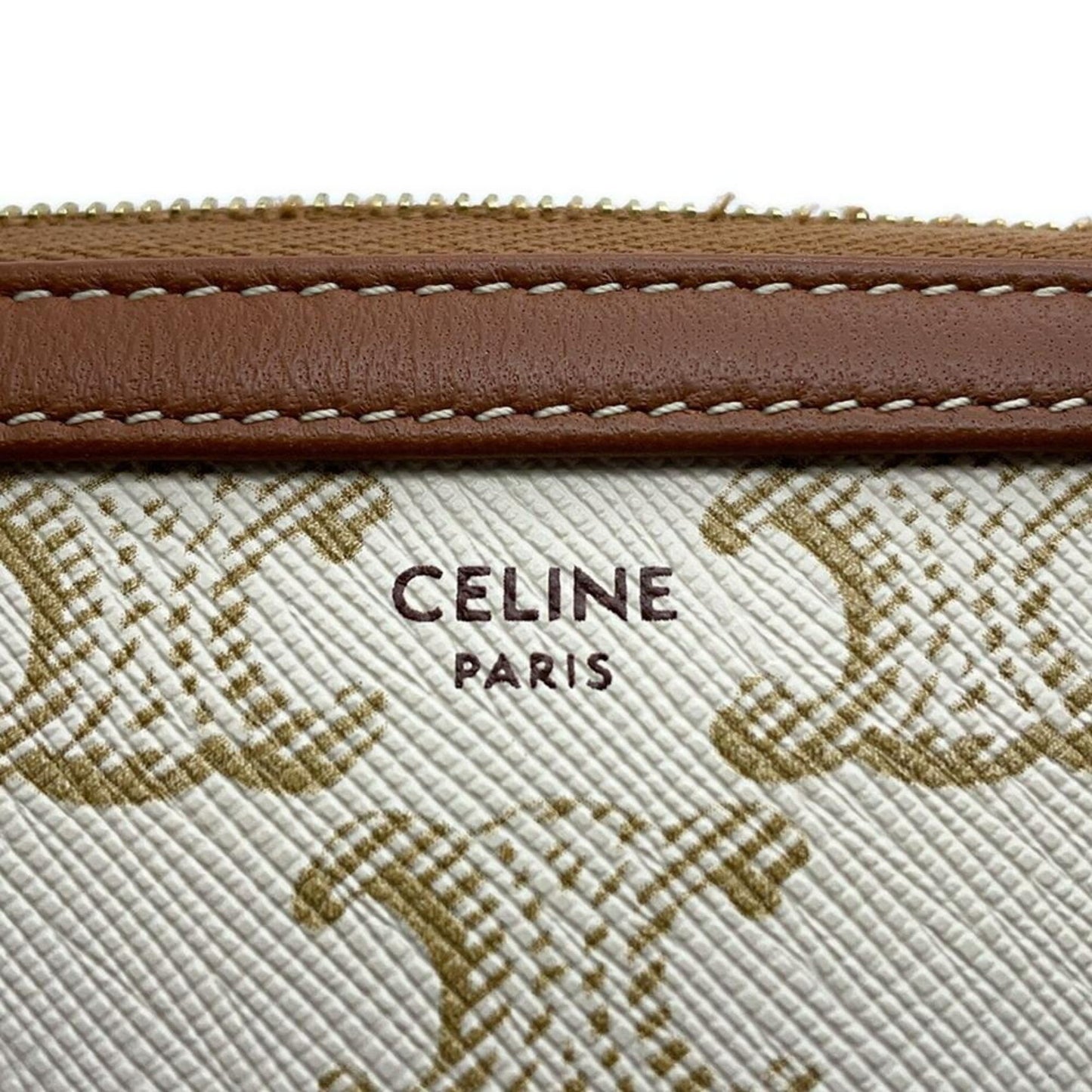 Céline Triomphe, Brown, Canvas, clutch