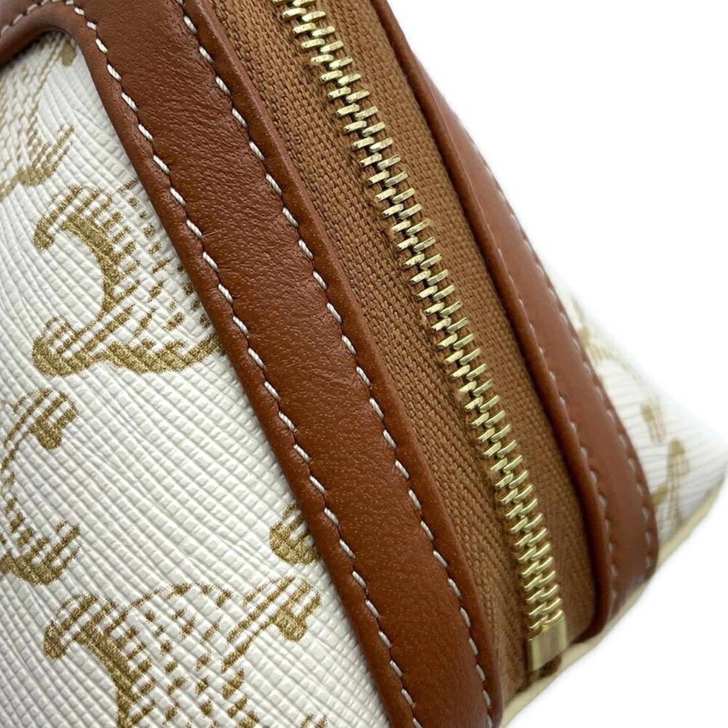 Céline Triomphe, Brown, Canvas, clutch