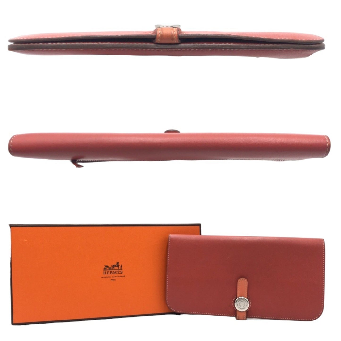 Hermès Dogon, Red, Leather, wallet