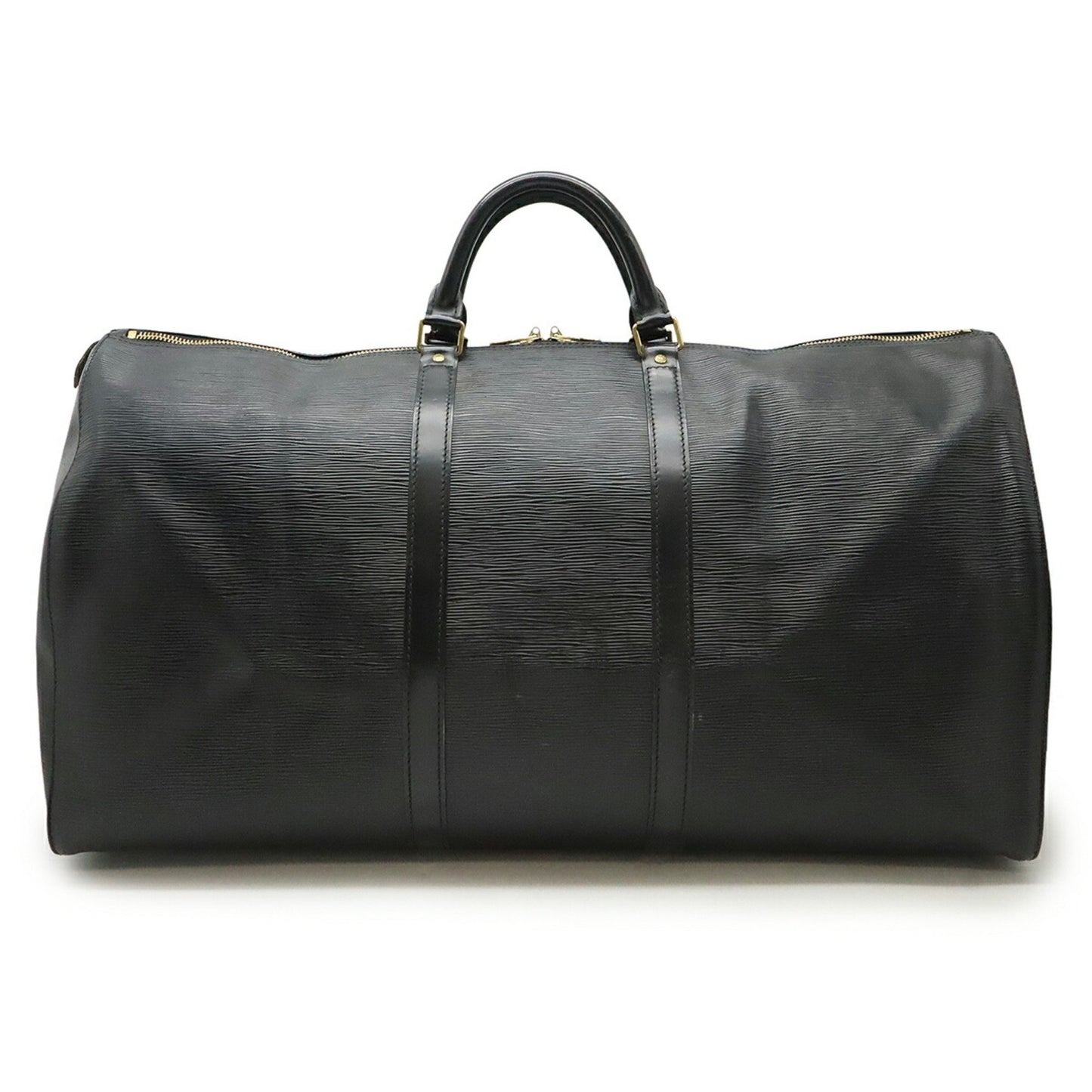 Louis Vuitton Keepall 60, Black, Leather, travel