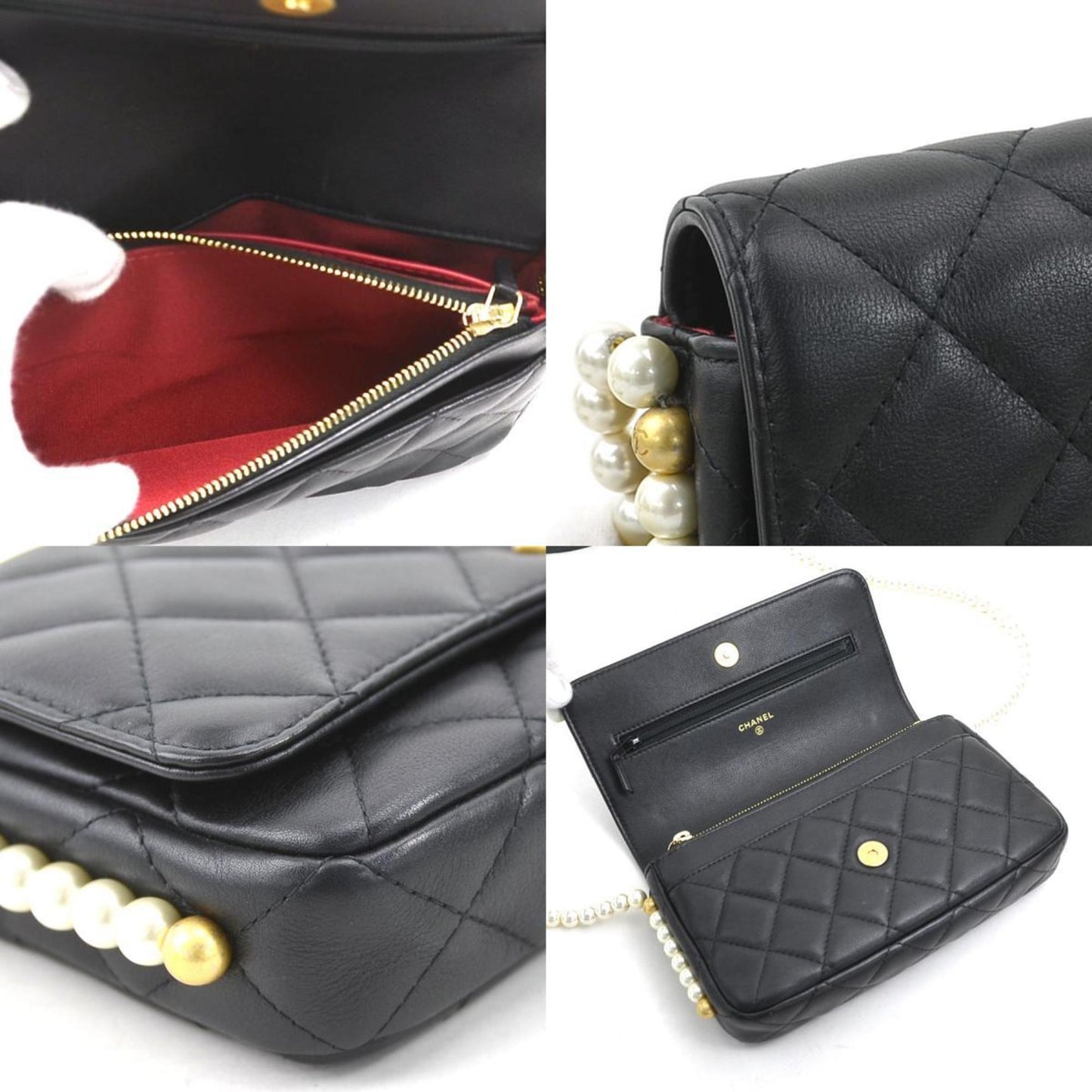 Chanel Wallet On Chain, Black, Leather, wallet