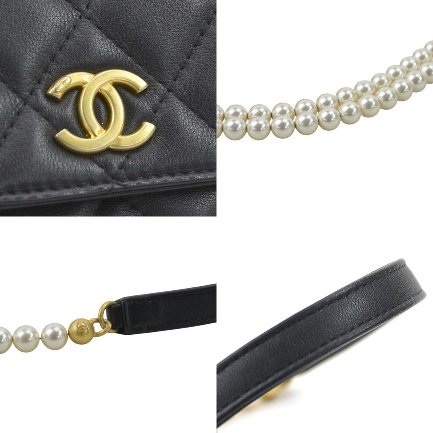 Chanel Wallet On Chain, Black, Leather, wallet