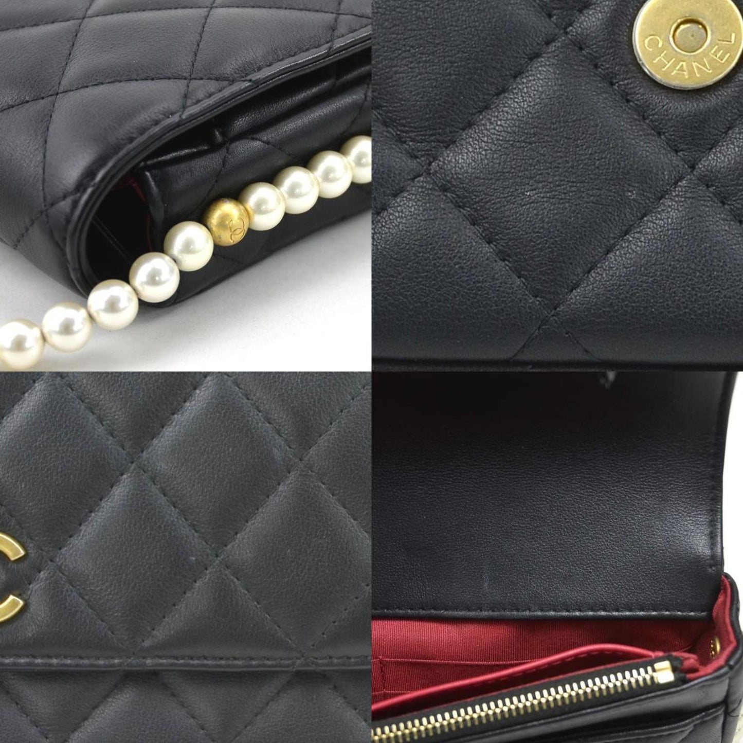 Chanel Wallet On Chain, Black, Leather, wallet