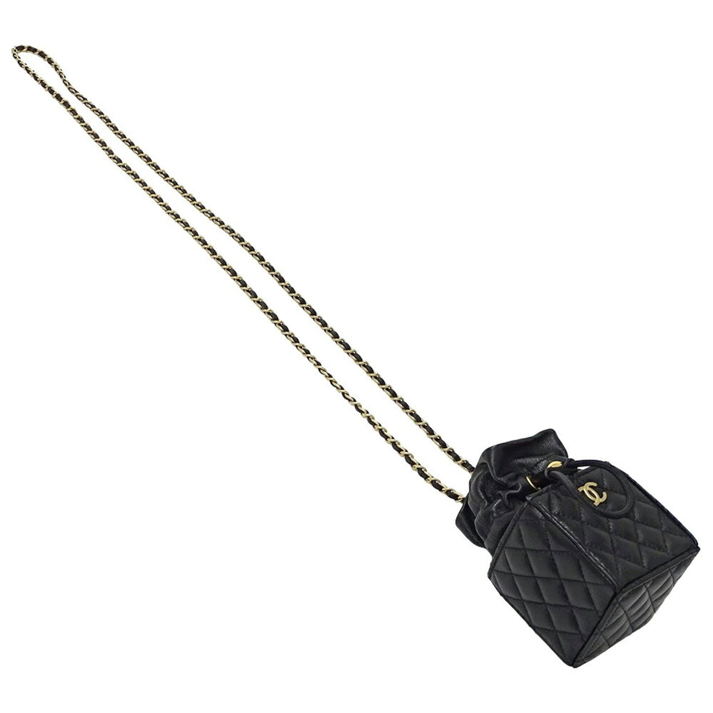 Chanel Bucket, Black, Leather, shoulder