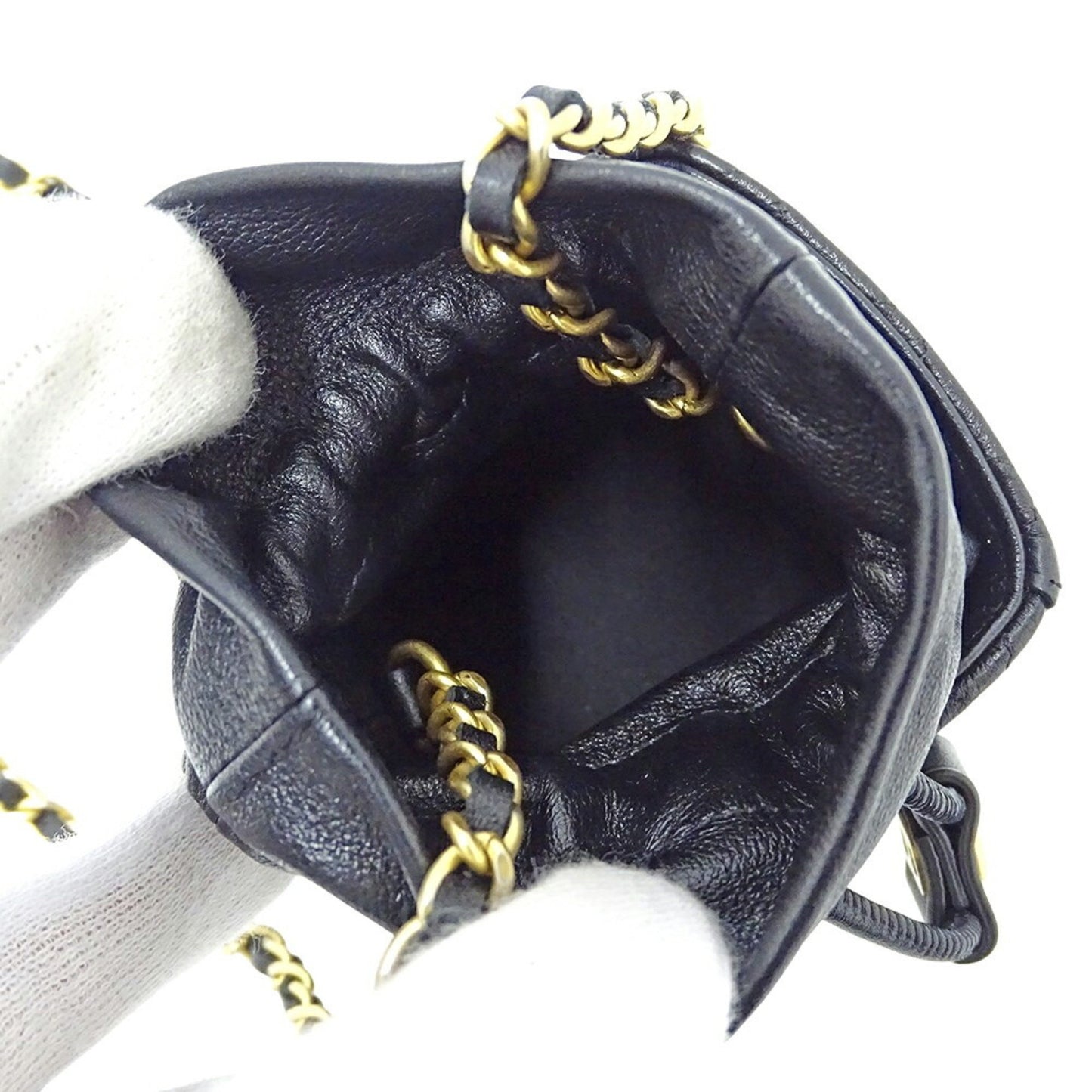 Chanel Bucket, Black, Leather, shoulder