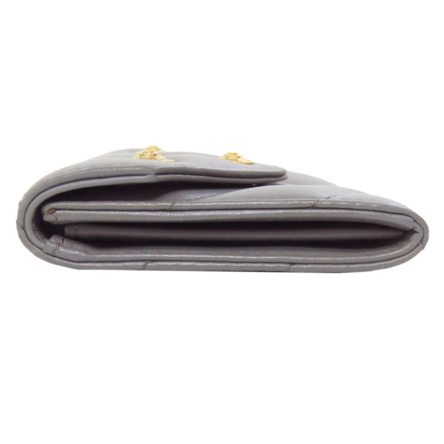 Chanel V-Stich, Grey, Leather, wallet