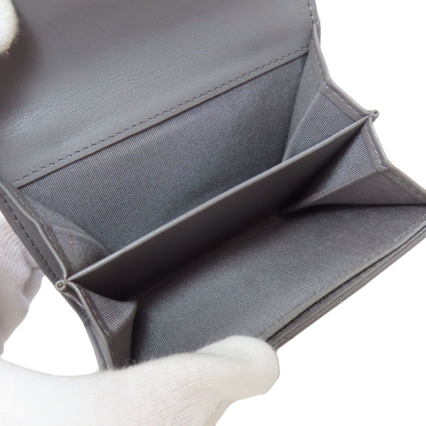 Chanel V-Stich, Grey, Leather, wallet