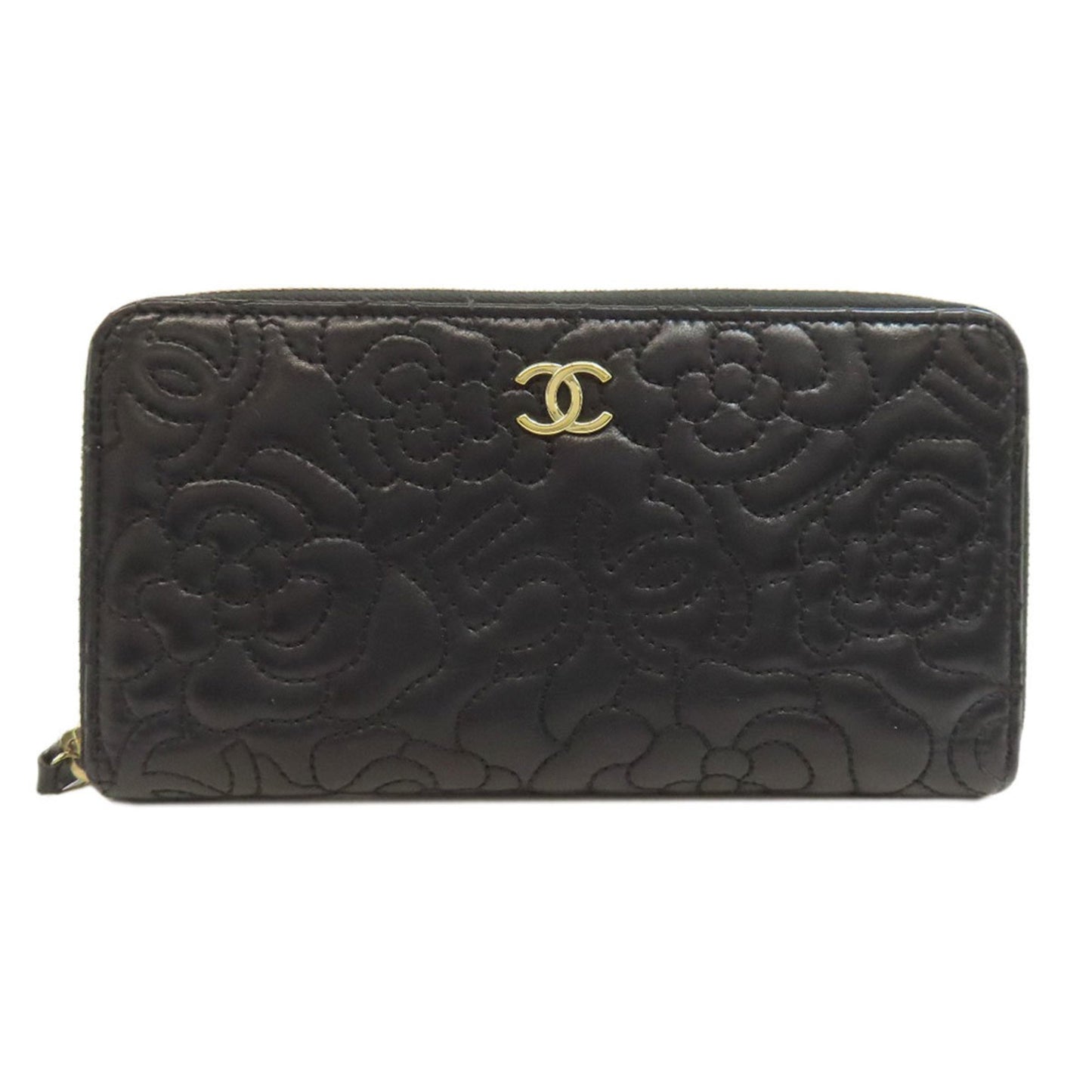 Chanel Camellia, Black, Leather, wallet