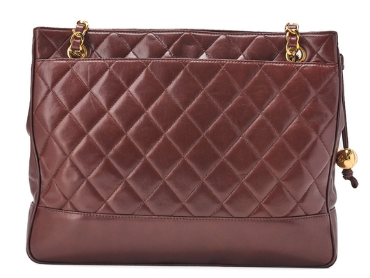 Chanel Vintage Slit Pocket Shoulder Bag Quilted Lambskin, BURGUNDY, LEATHER, Shoulder bag