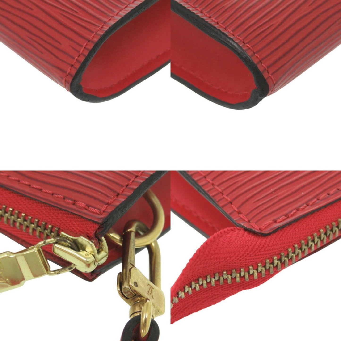 Louis Vuitton Pochette Accessoire, Red, Leather, clutch