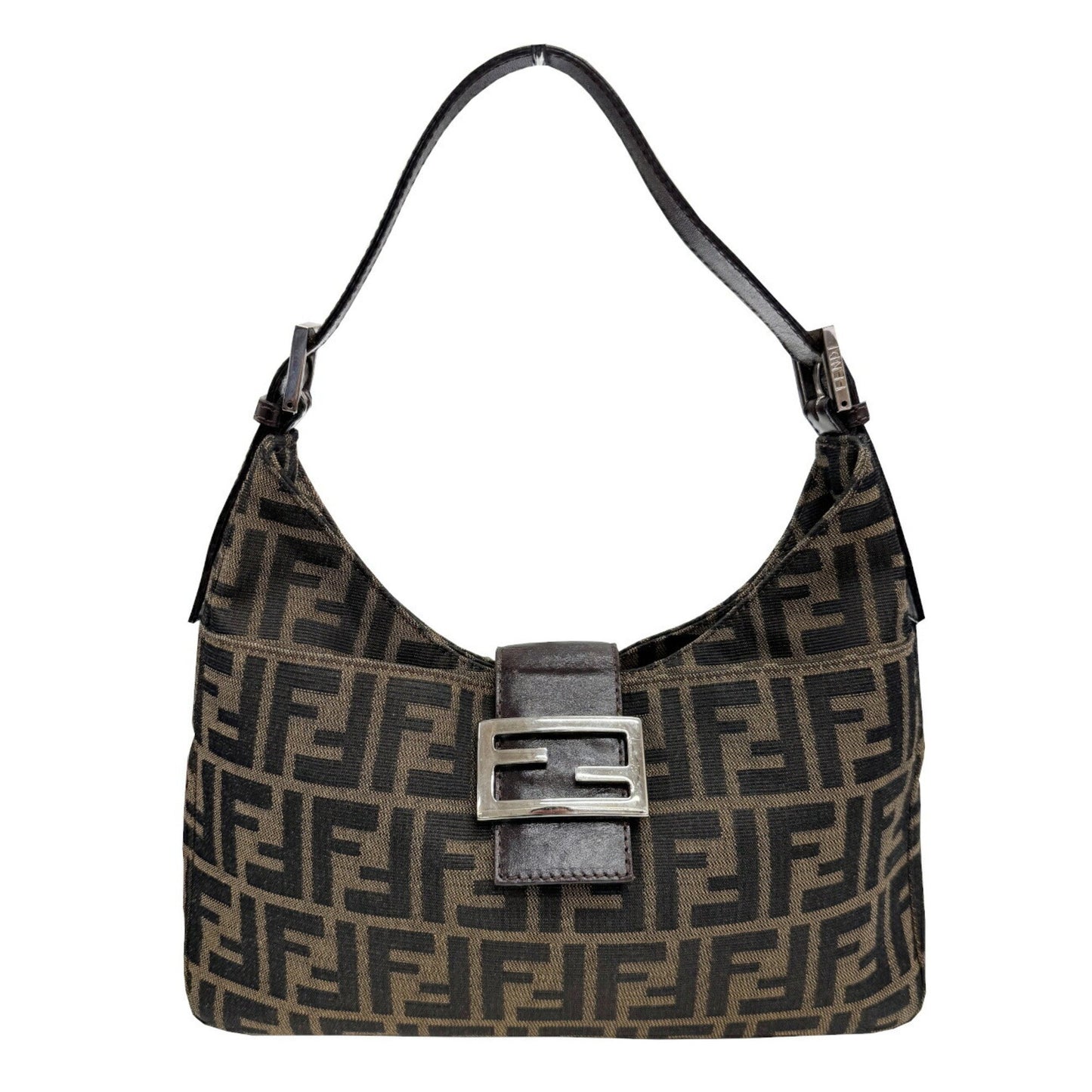 Fendi Baguette, Brown, Canvas, shoulder