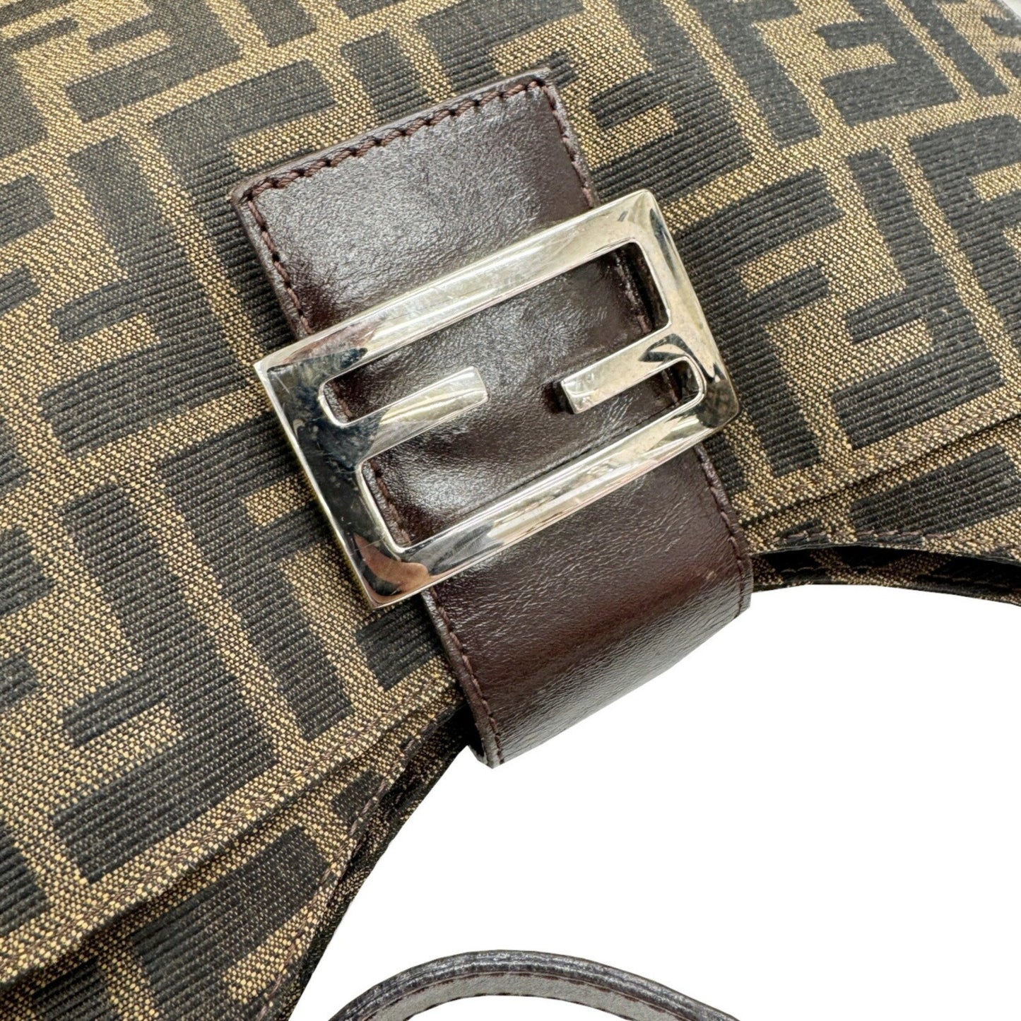 Fendi Baguette, Brown, Canvas, shoulder