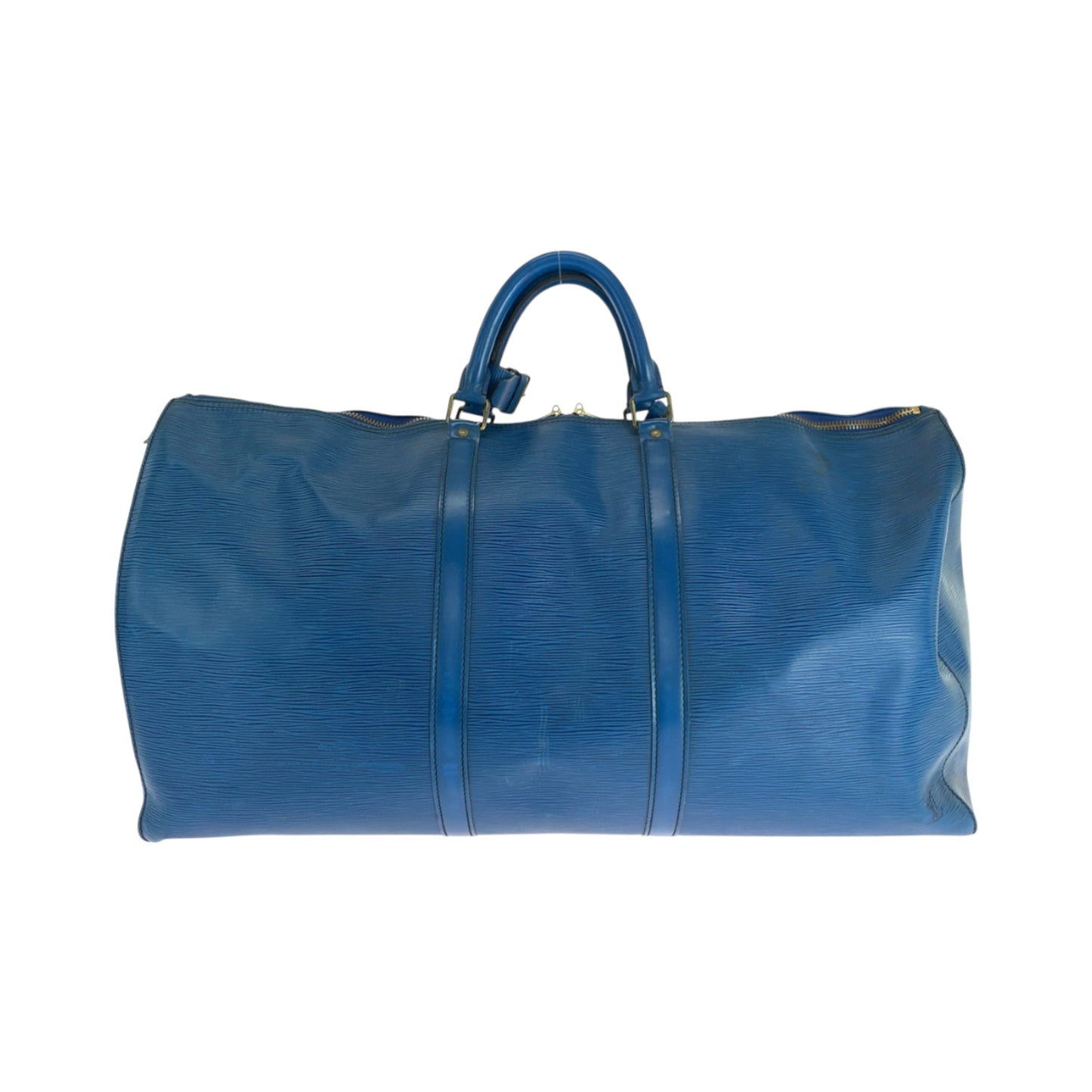 Louis Vuitton Keepall 60, Blue, Leather, travel
