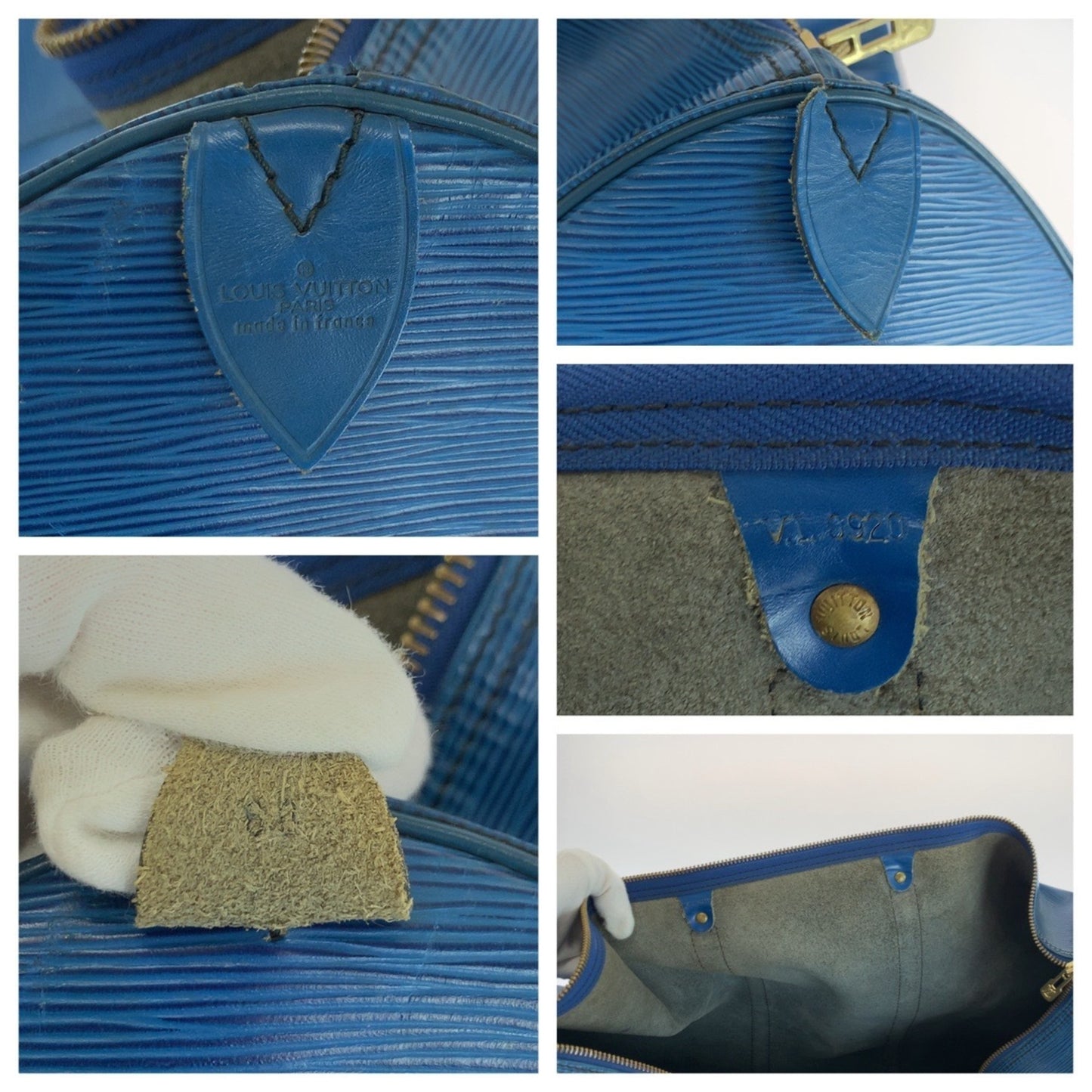 Louis Vuitton Keepall 60, Blue, Leather, travel