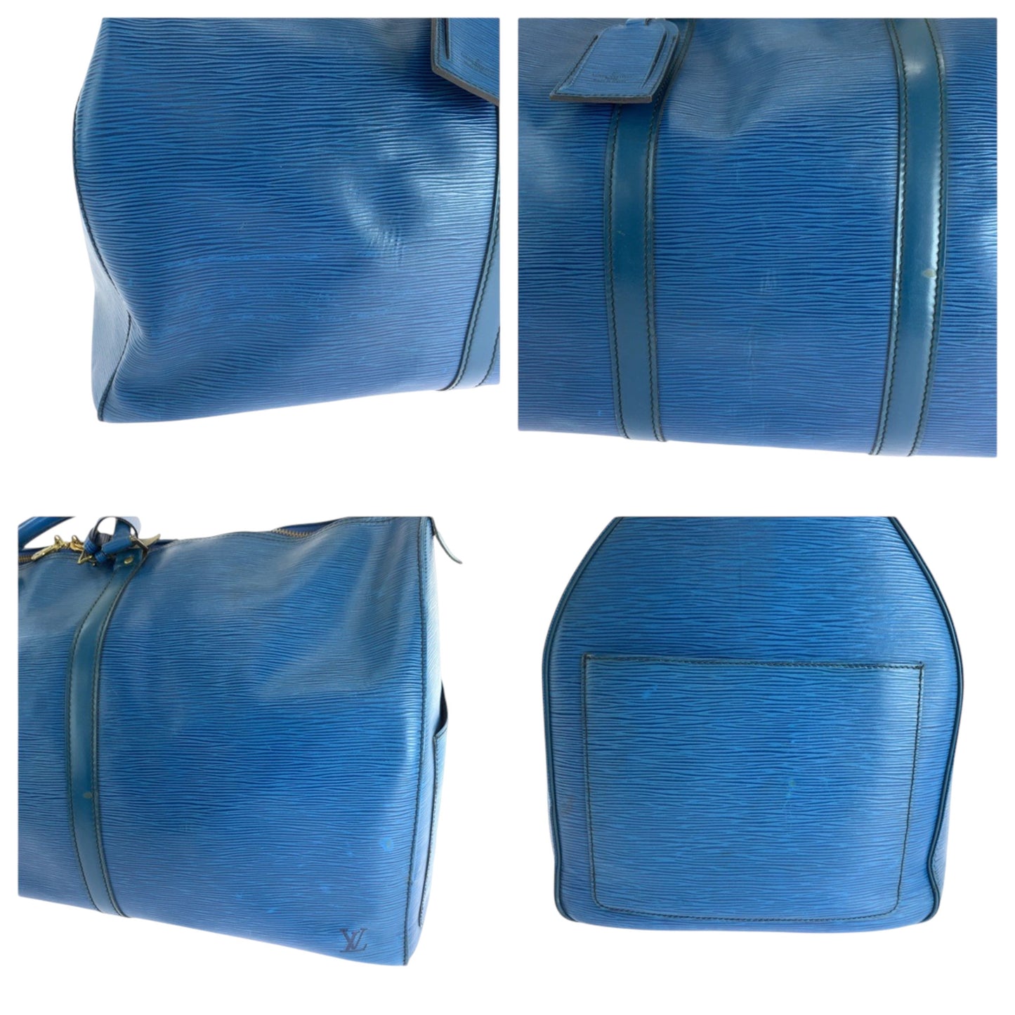 Louis Vuitton Keepall 60, Blue, Leather, travel