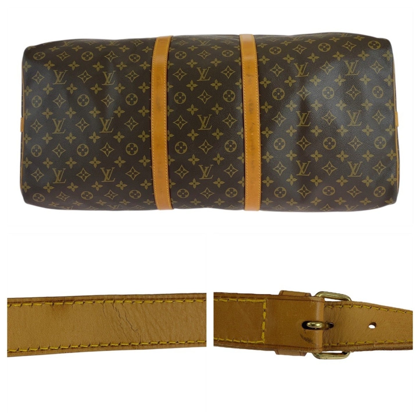 Louis Vuitton Keepall Bandoulière 60, Brown, Canvas, travel