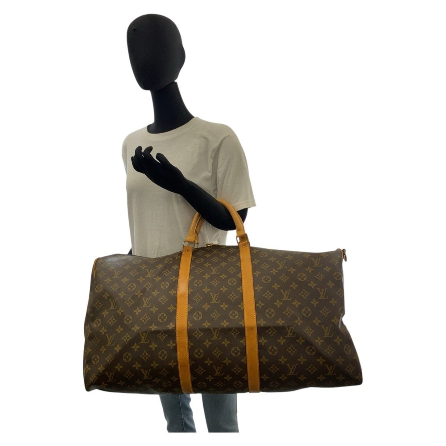 Louis Vuitton Keepall Bandoulière 60, Brown, Canvas, travel