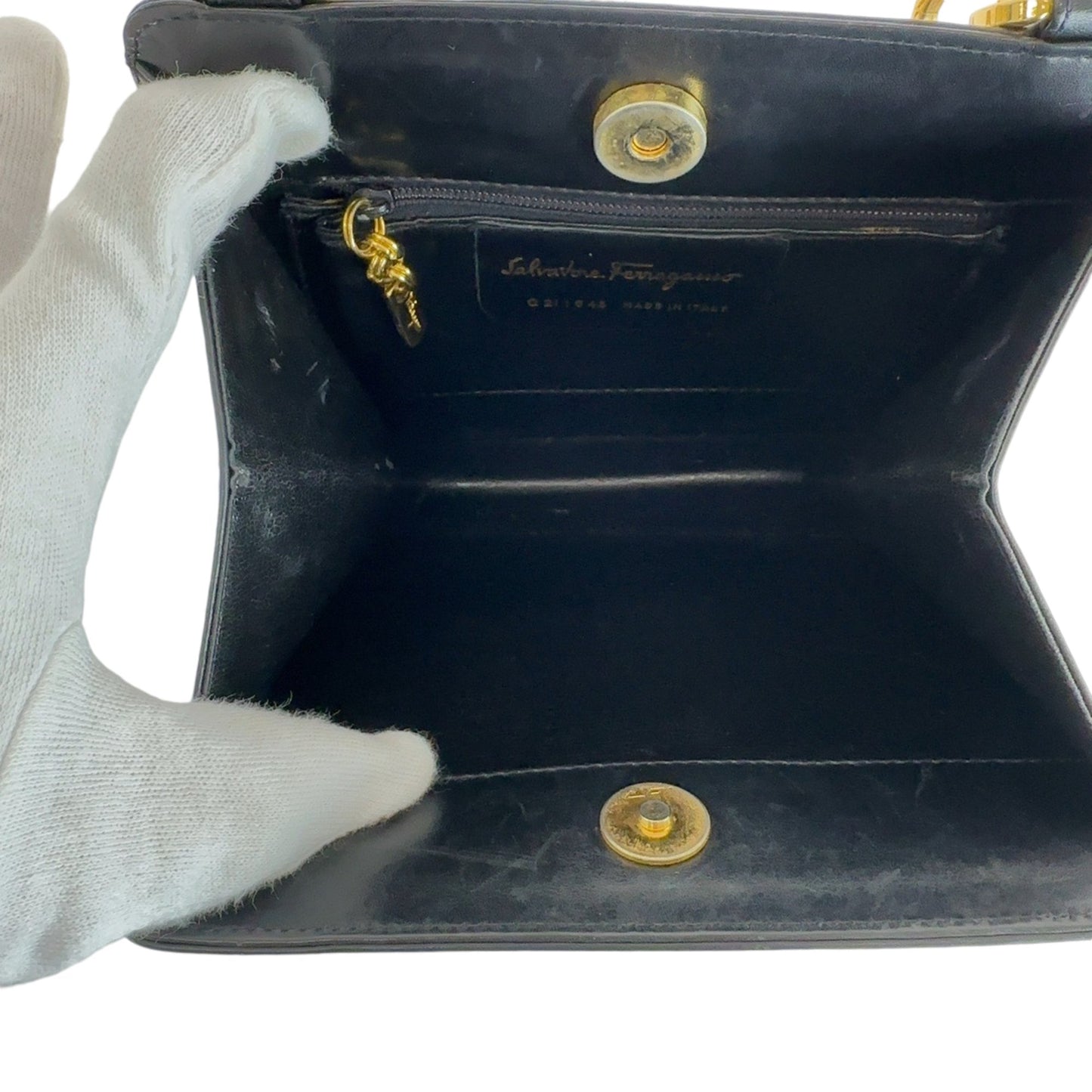 Salvatore Ferragamo, Black, Leather, handbag