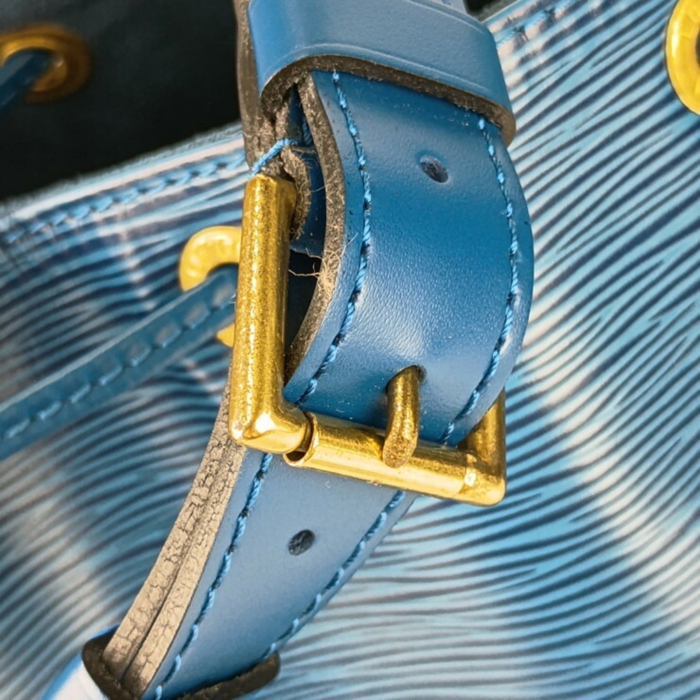Louis Vuitton Noe, Blue, Leather, shoulder