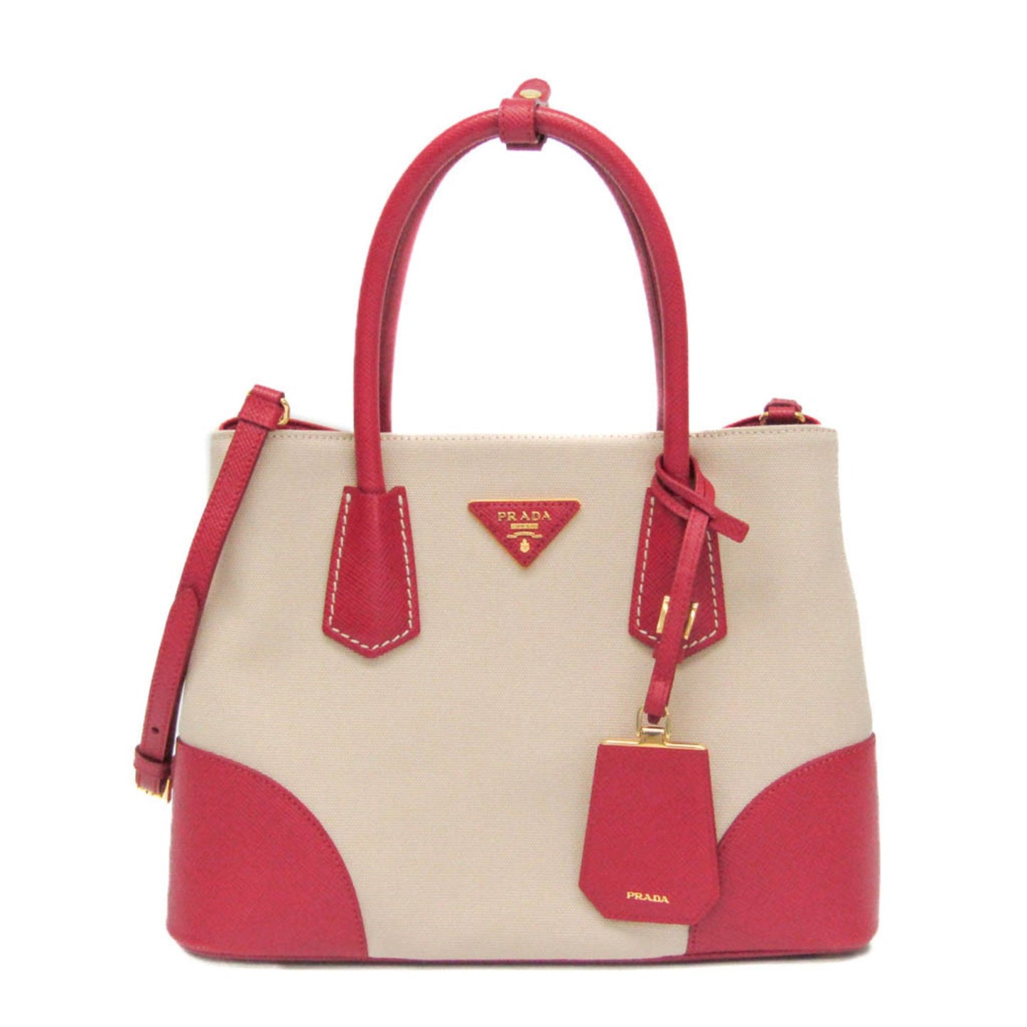 Prada Canapa, Beige, Canvas, handbag