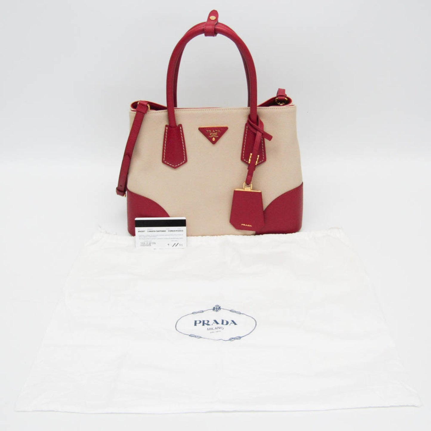 Prada Canapa, Beige, Canvas, handbag