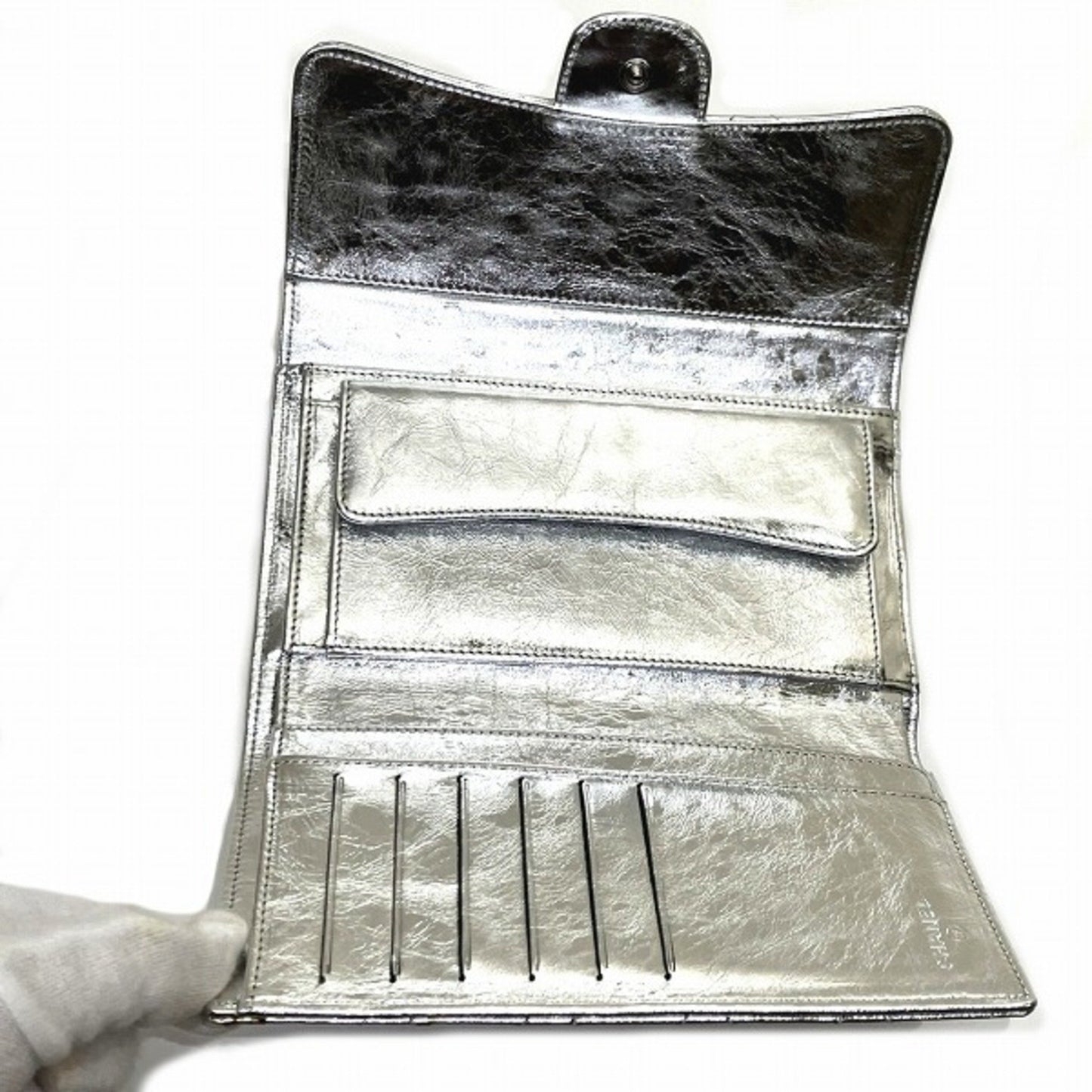 "Chanel 2,55", Silver, Leather, wallet