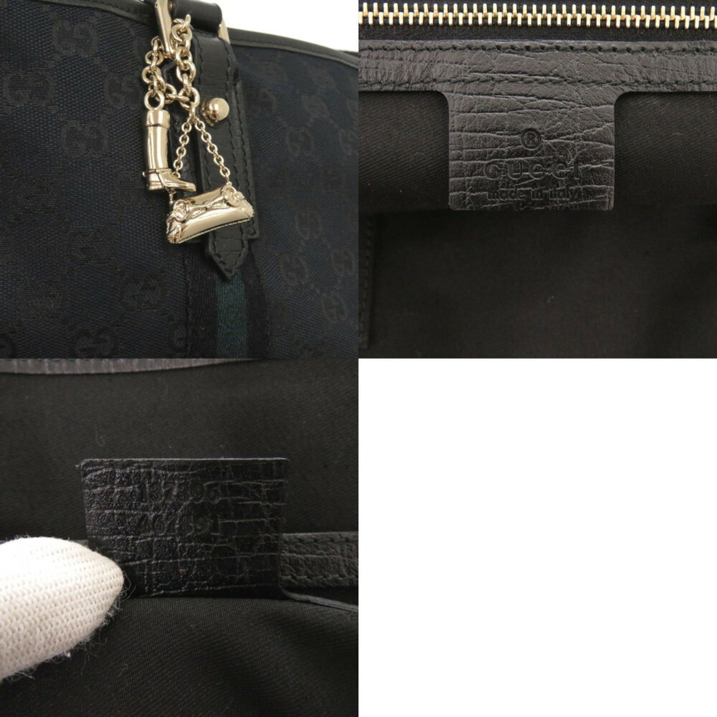Gucci Sherry, Black, Canvas, tote