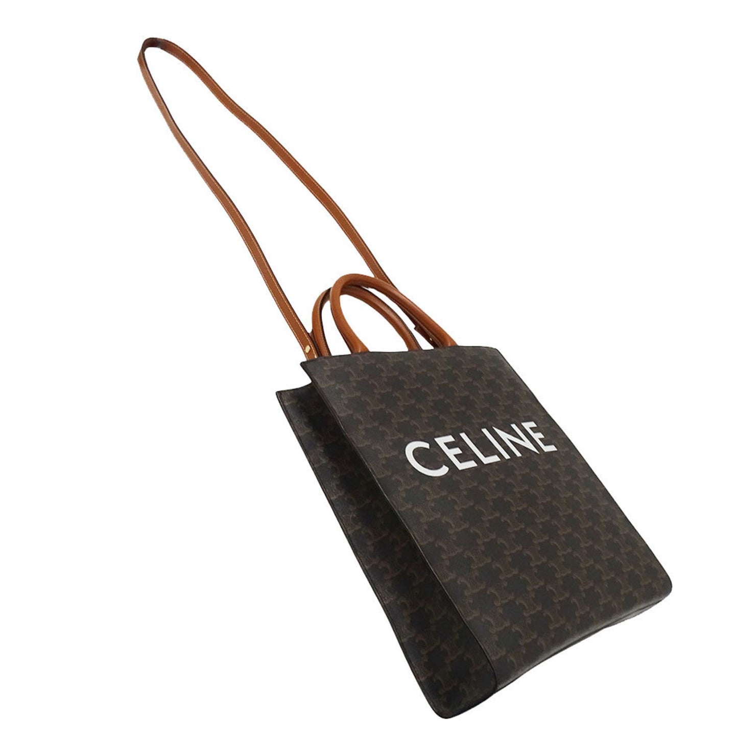 Céline Vertical Cabas, Brown, Canvas, handbag