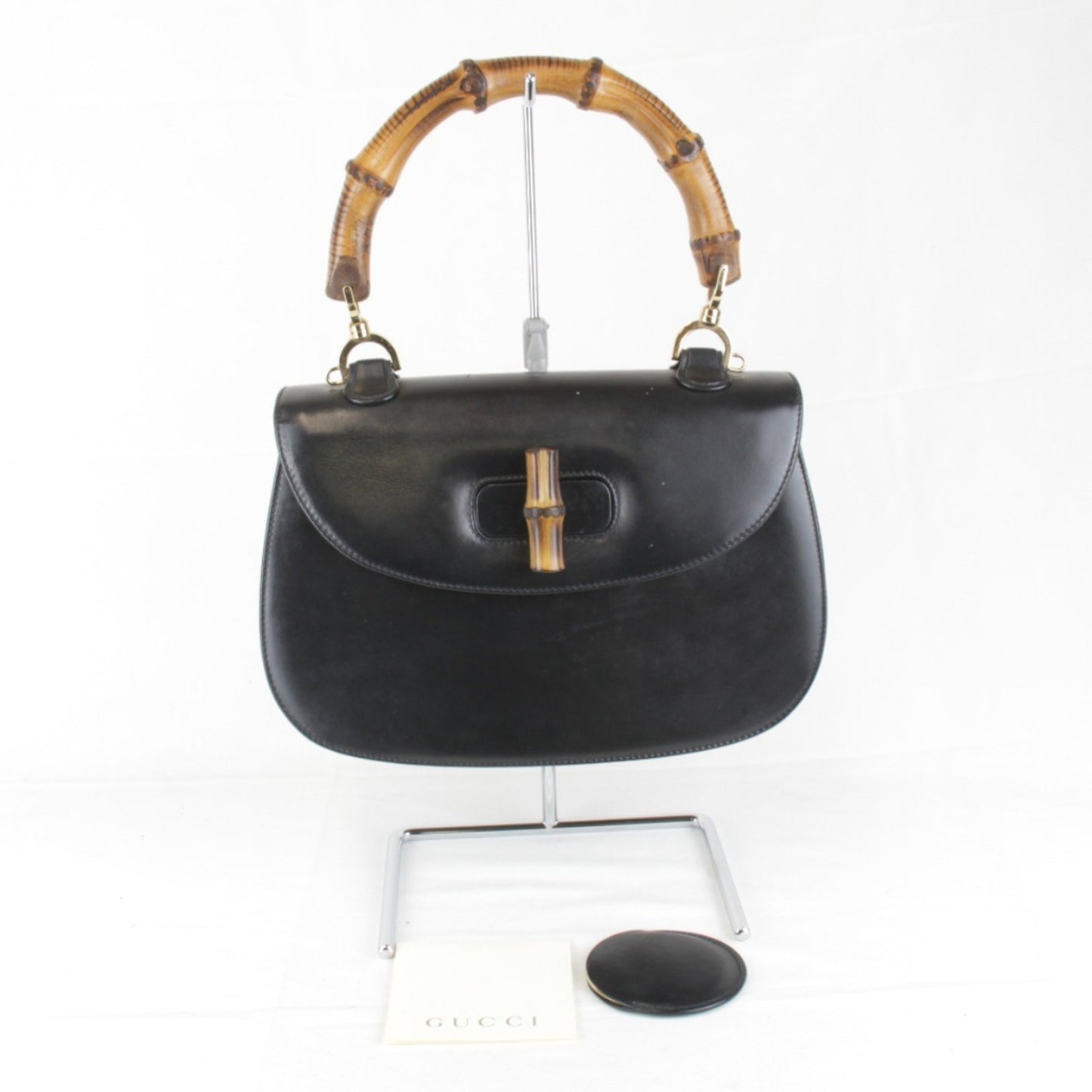 Gucci Bamboo, Black, Leather, handbag