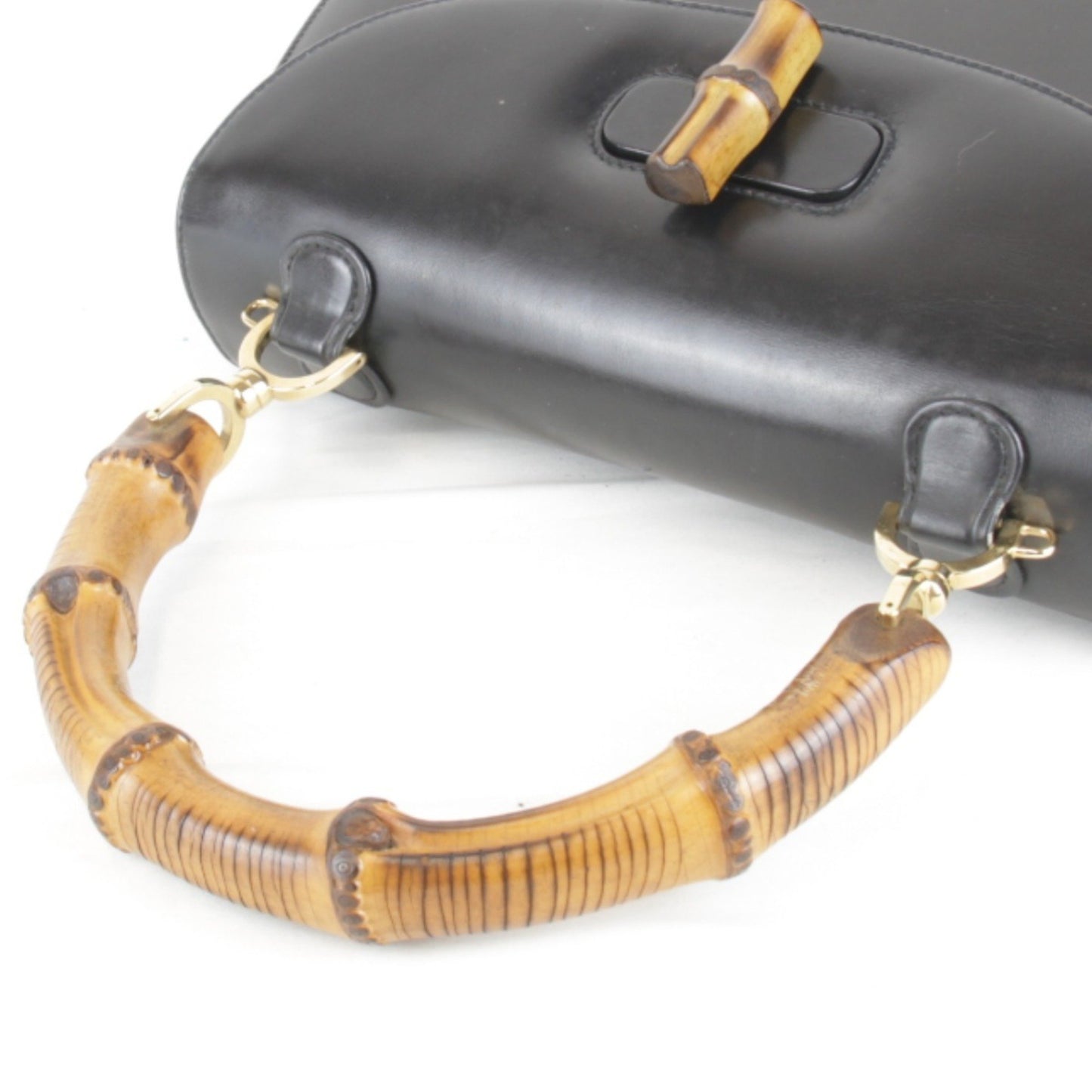 Gucci Bamboo, Black, Leather, handbag