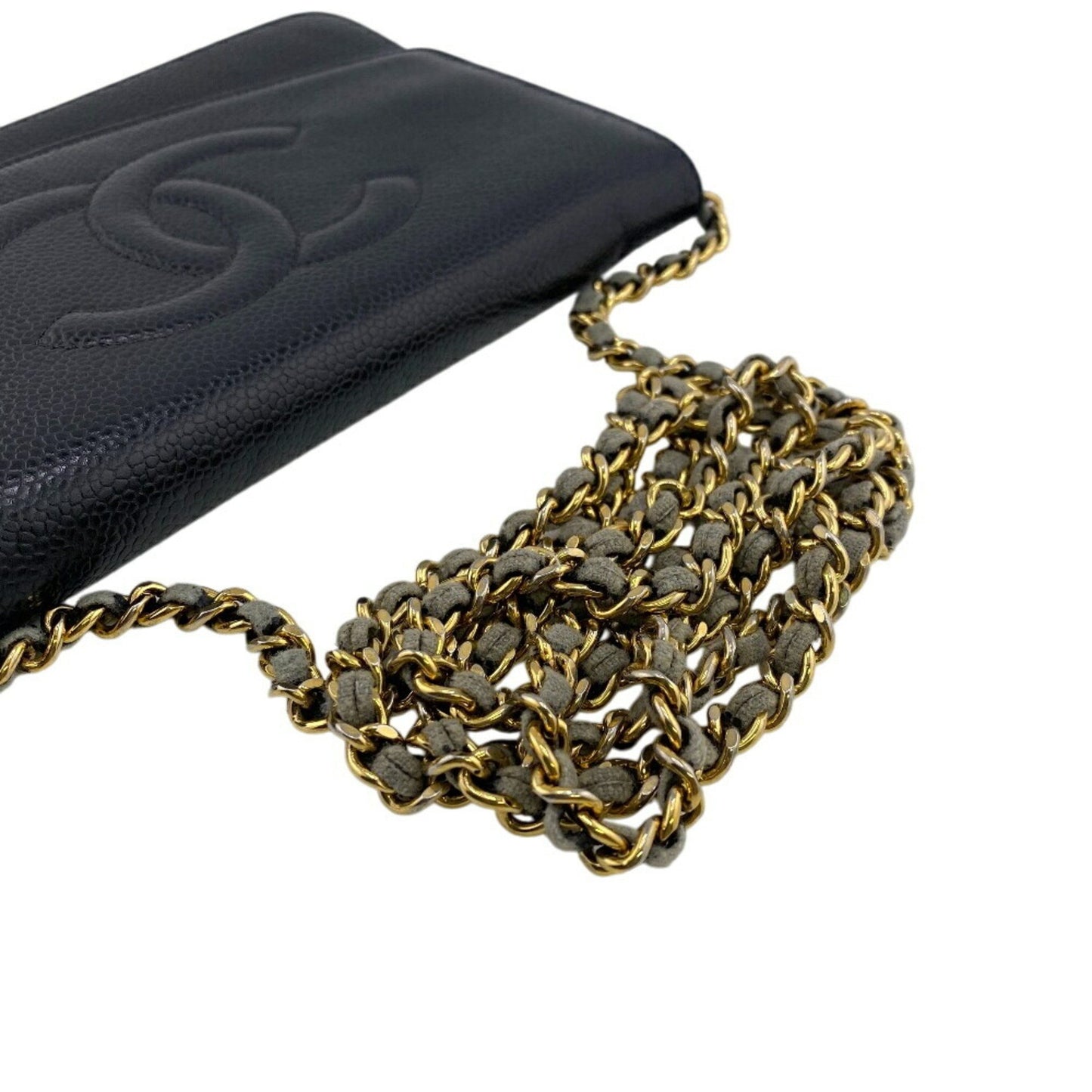 Chanel Wallet On Chain, Black, Leather, wallet