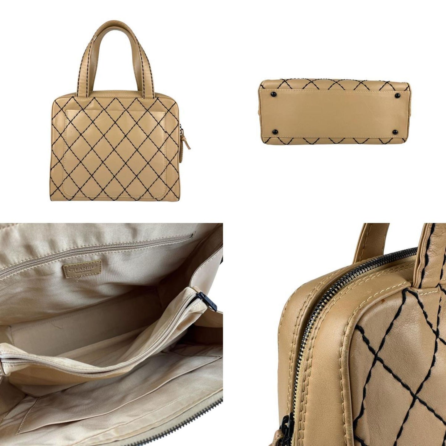 Chanel Wild stitch, Beige, Leather, handbag