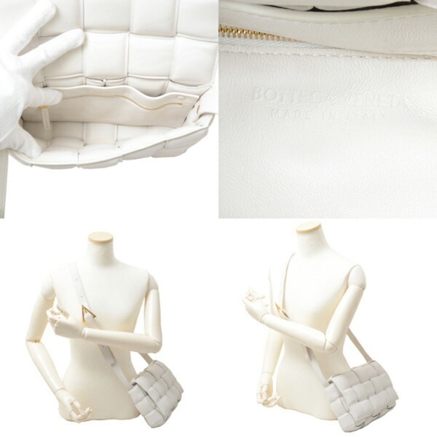 Bottega Veneta Cassette, White, Leather, shoulder