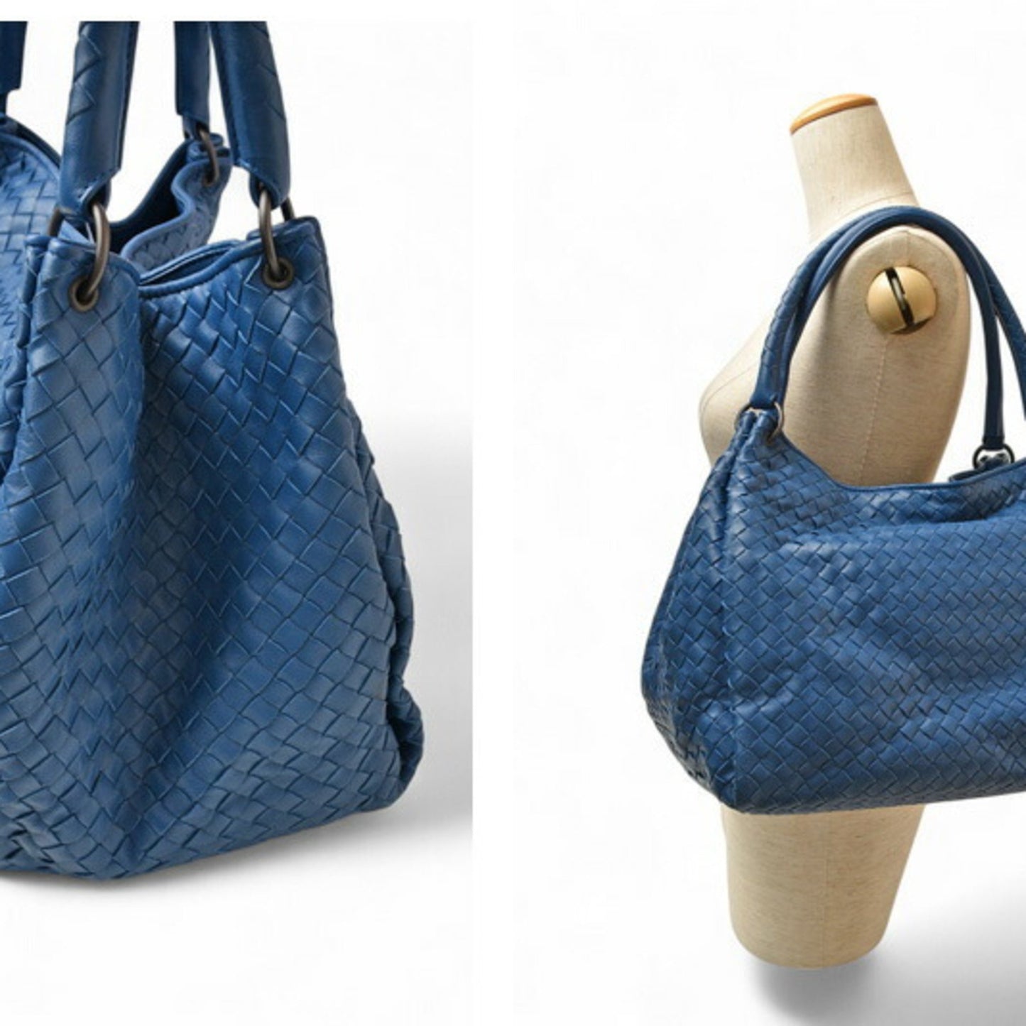 Bottega Veneta Intrecciato, Blue, Leather, tote