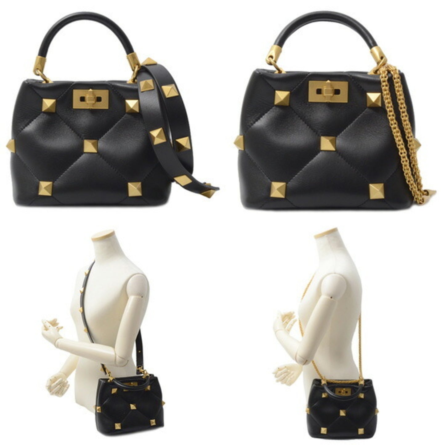 Valentino Garavani ROMAN STUD, Black, Leather, shoulder