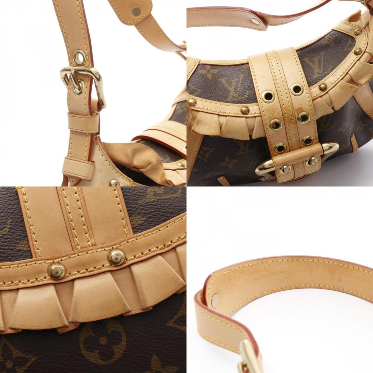 Louis Vuitton Leonor, Brown, Canvas, shoulder