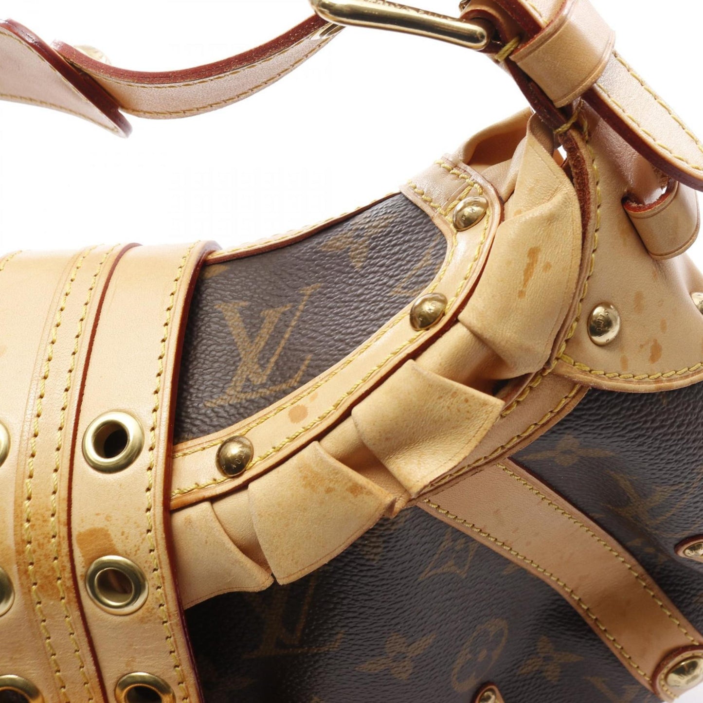 Louis Vuitton Leonor, Brown, Canvas, shoulder