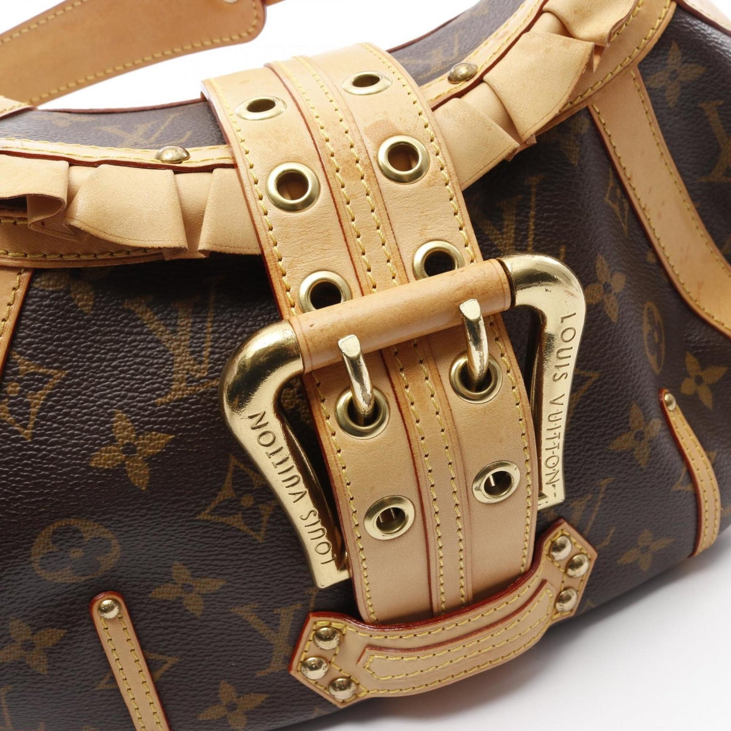 Louis Vuitton Leonor, Brown, Canvas, shoulder