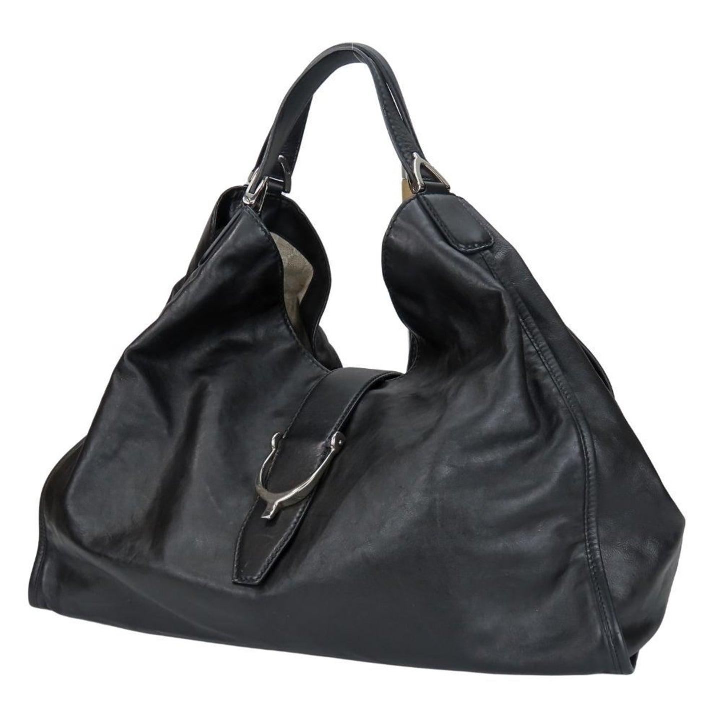 Gucci Soft Stirrup, Black, Leather, tote