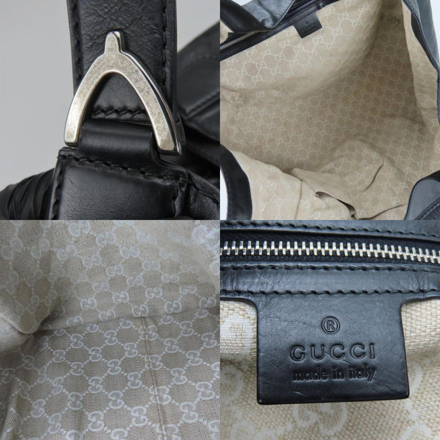 Gucci Soft Stirrup, Black, Leather, tote