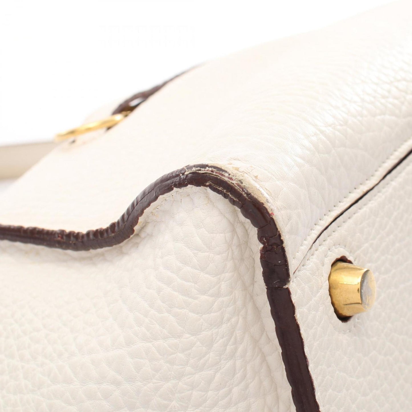 Céline Ring bag small, White, Leather, handbag